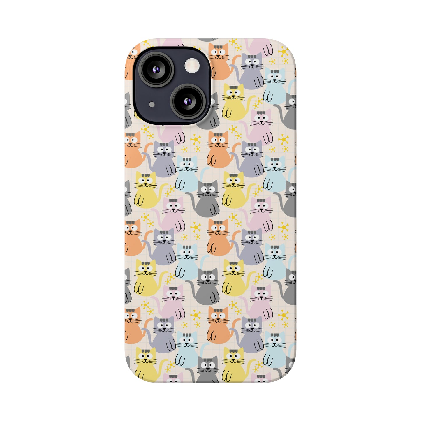 Adorable Cartoon Kitties: Pastel-Colored and Overflowing with Cuteness Iphone 15-12 Slim Phone Case