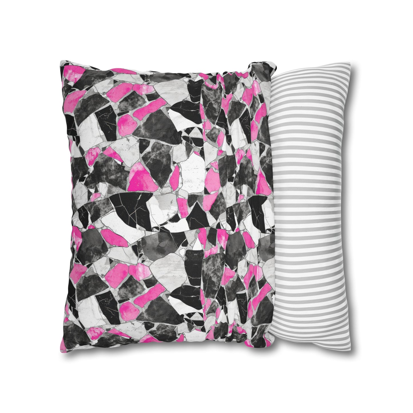 Chic Pink and Gray Mosaic Design Spun Polyester Square Pillowcase 4 Sizes