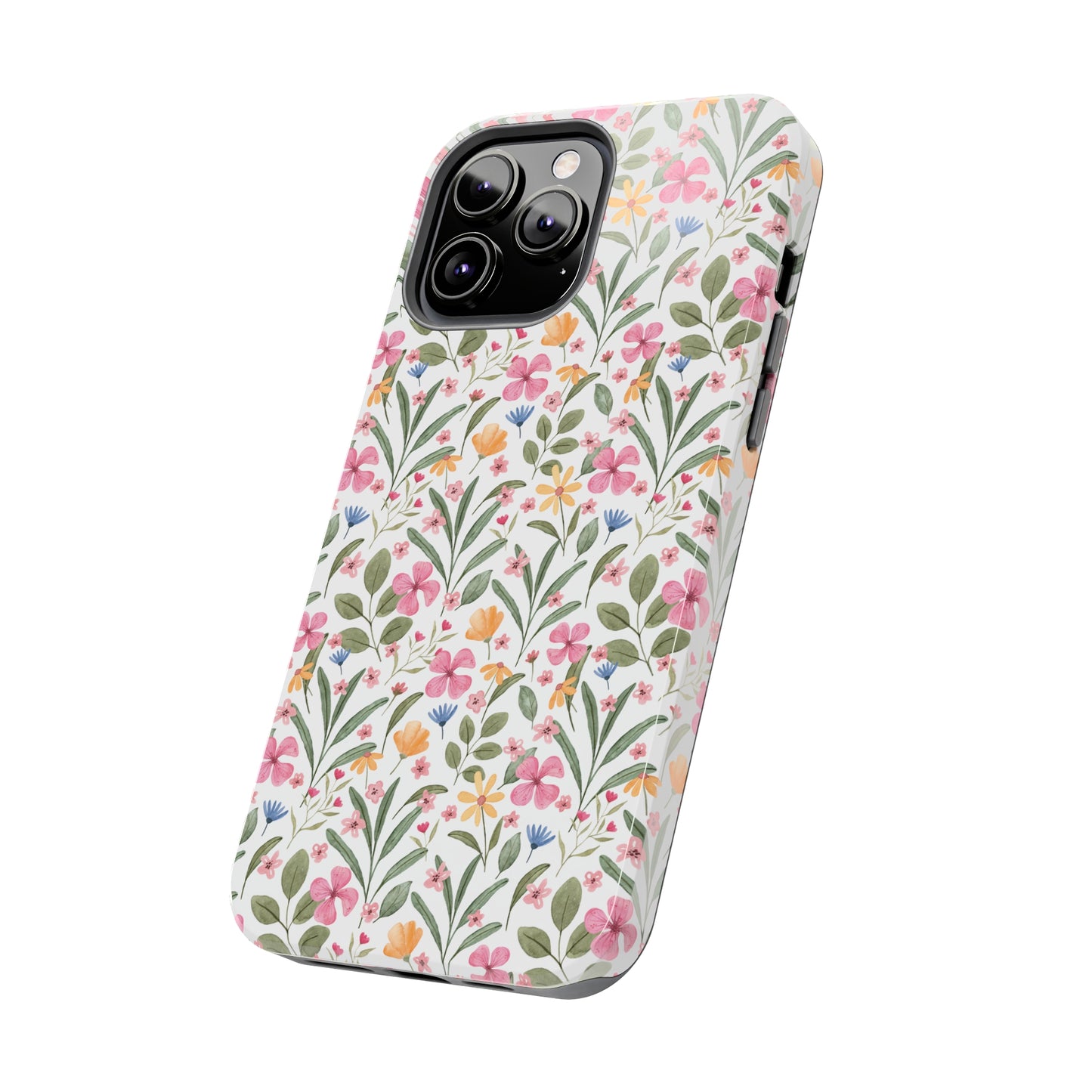 Pink Watercolor Spring Flowers Iphone Tough Phone Case