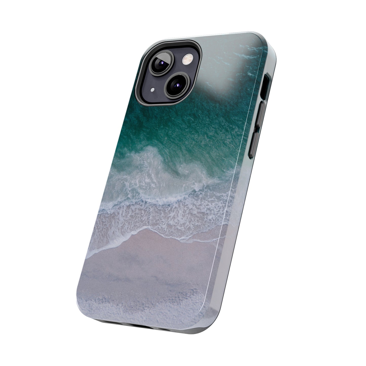 Ocean's Embrace: Deep Green Waters with White Waves Crashing onto the Beach Design Iphone Tough Phone Case