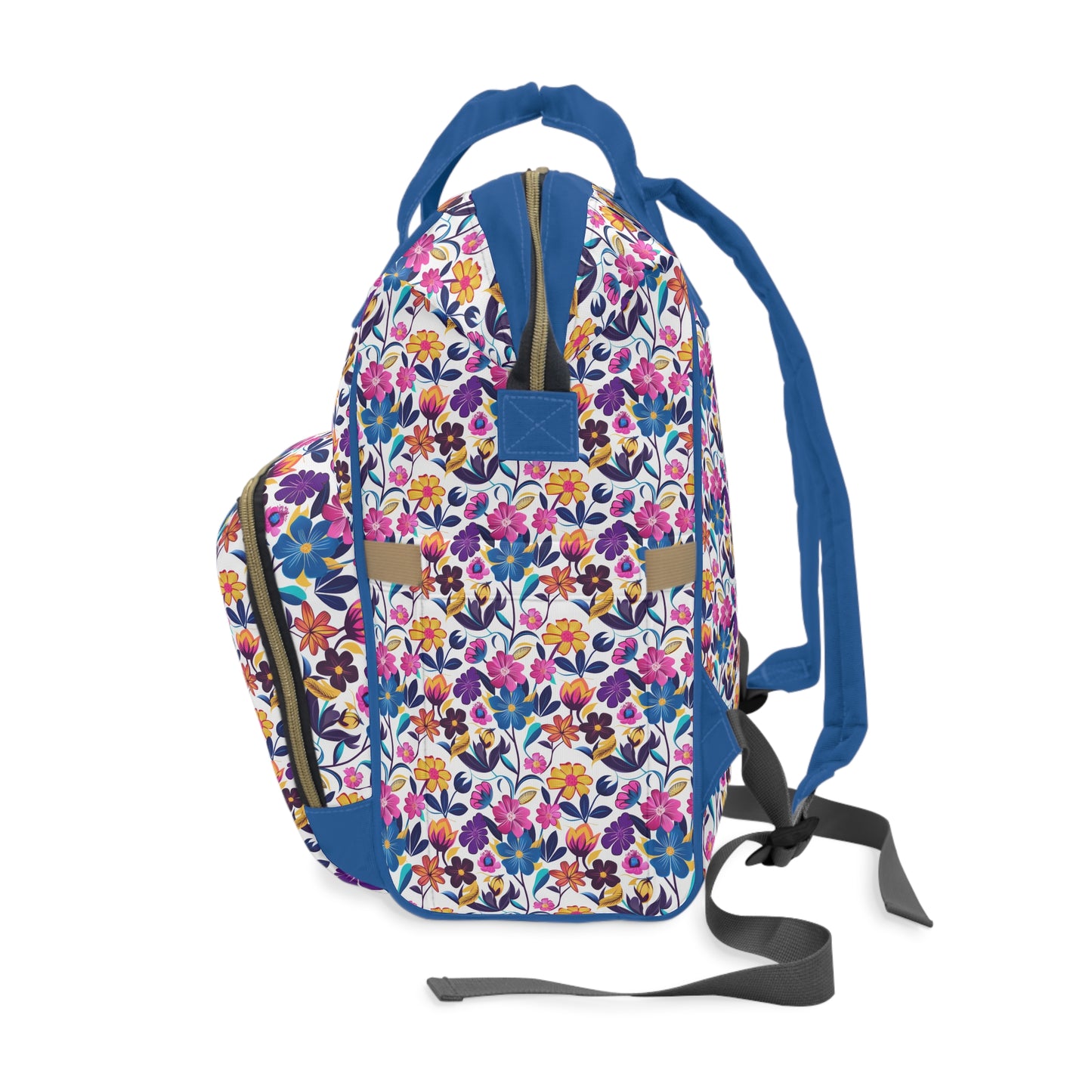 Floral Fiesta Vibrant Multicolor Flower Pattern Multifunctional Diaper Backpack