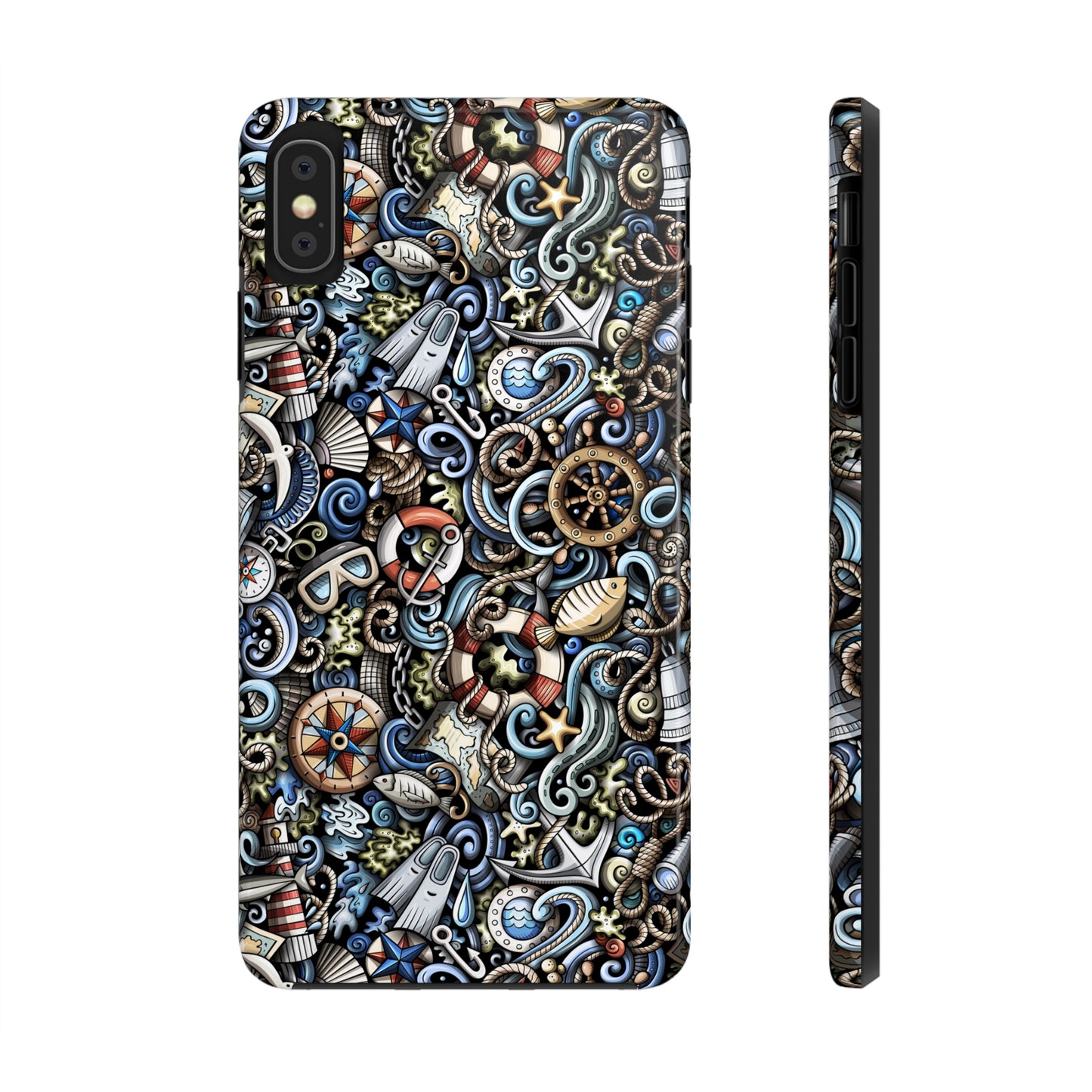 Nautical Ocean Navigation and Sealife Cartoon Design Iphone Tough Phone Case