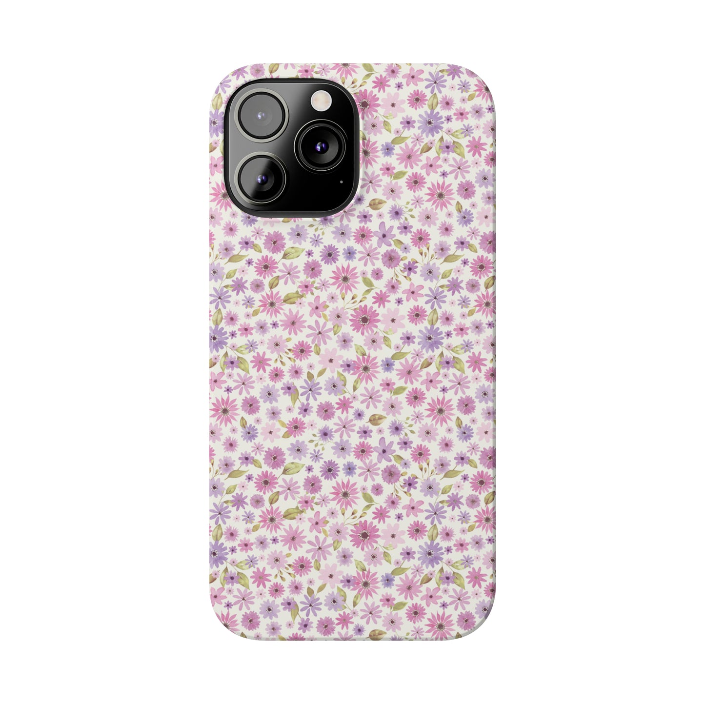 Pink and Purple Flower Design Iphone 15-12 Slim Phone Case