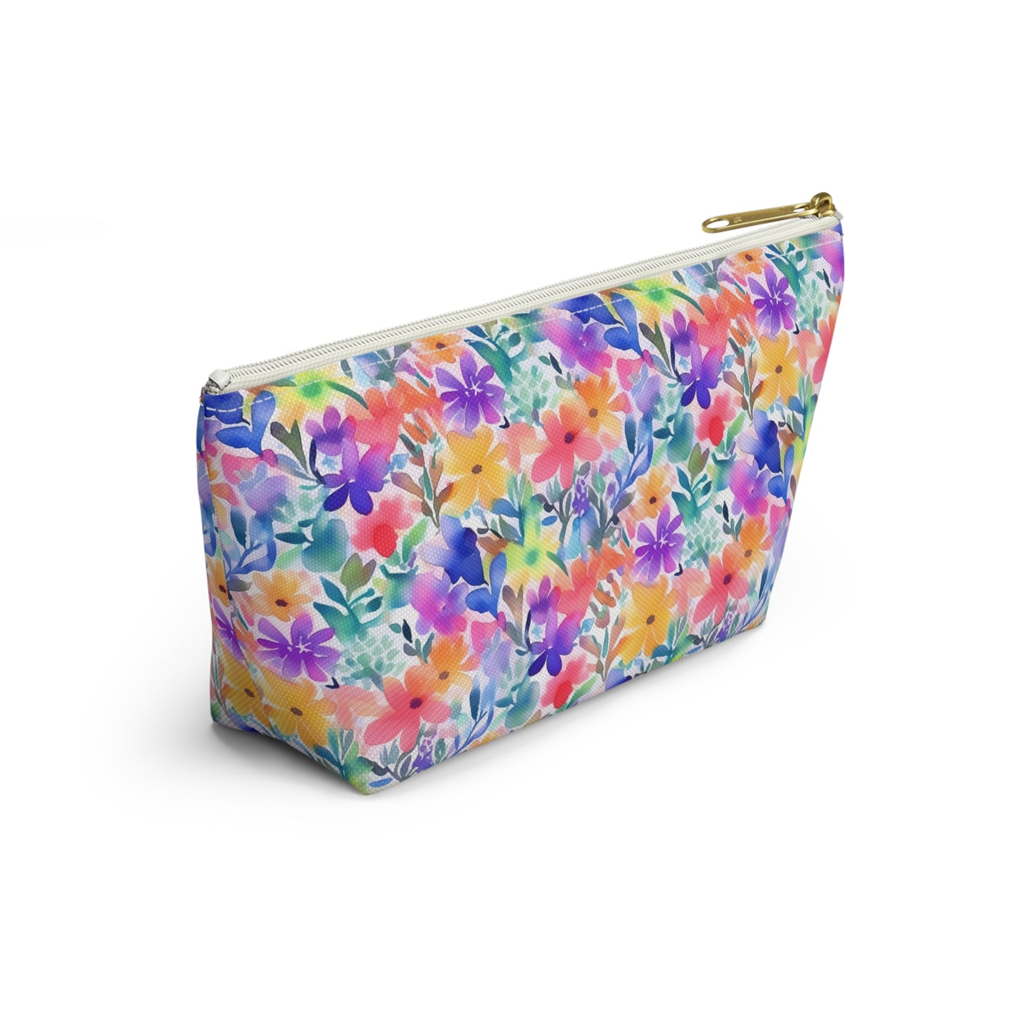 Radiant Watercolor Blooms: Bright and Vivid Floral  Design - Makeup & Accessory Bag 2 Sizes