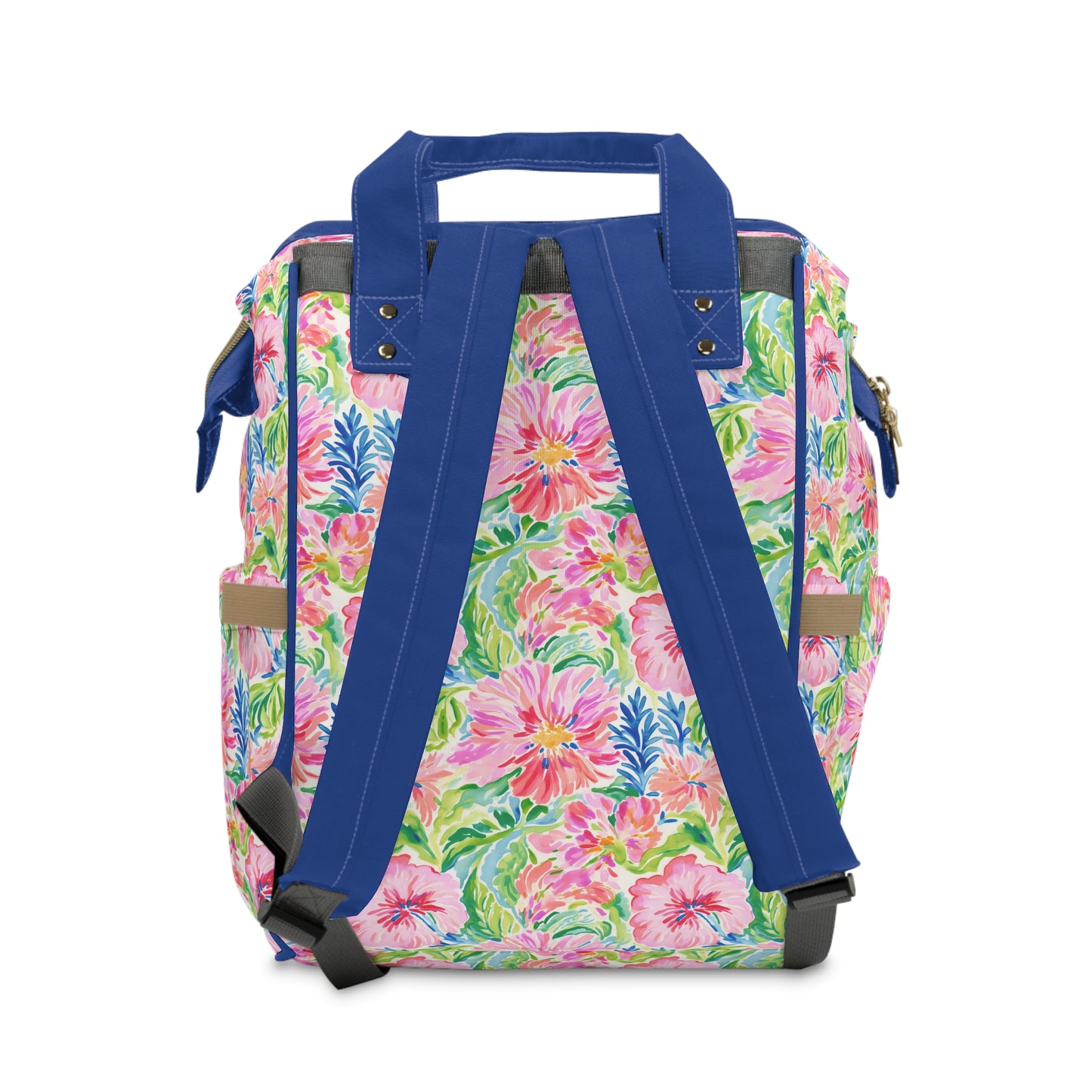 Pastel Oasis: Watercolor Hibiscus Flowers and Palms in Soft Hues Multifunctional Diaper Backpack