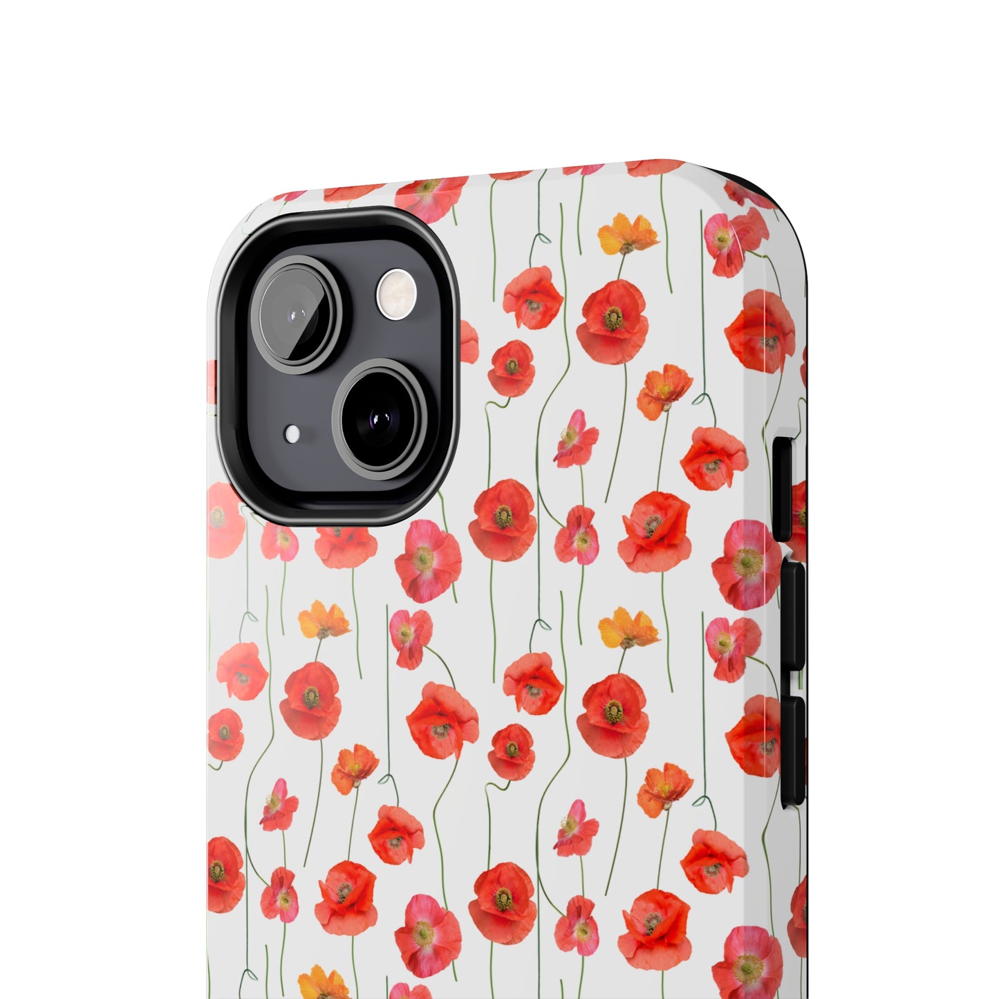 Vivid Elegance: Bright Red Poppies on a White Background Iphone Tough Phone Case