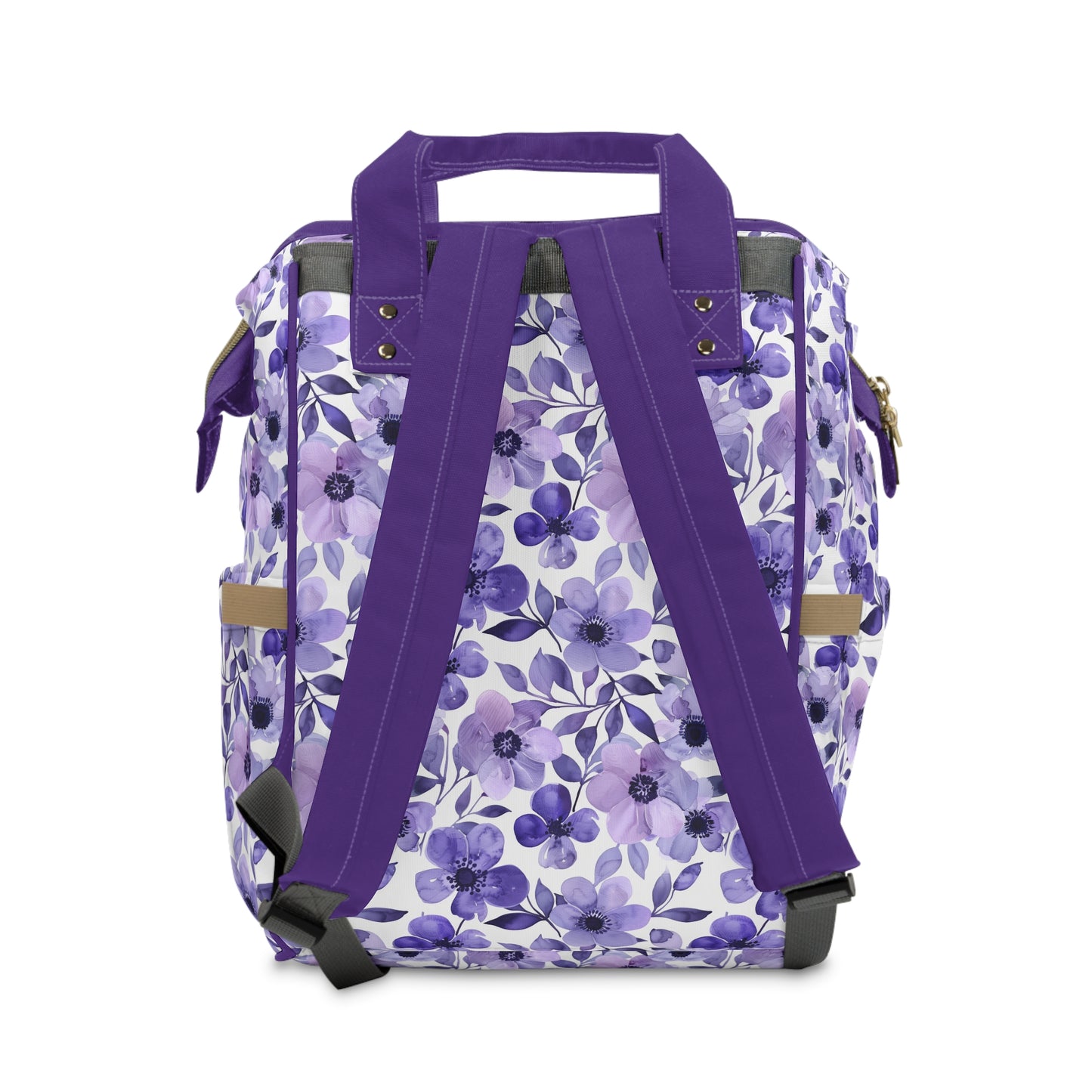 Elegant Purple Watercolor Blossoms Multifunctional Diaper Backpack