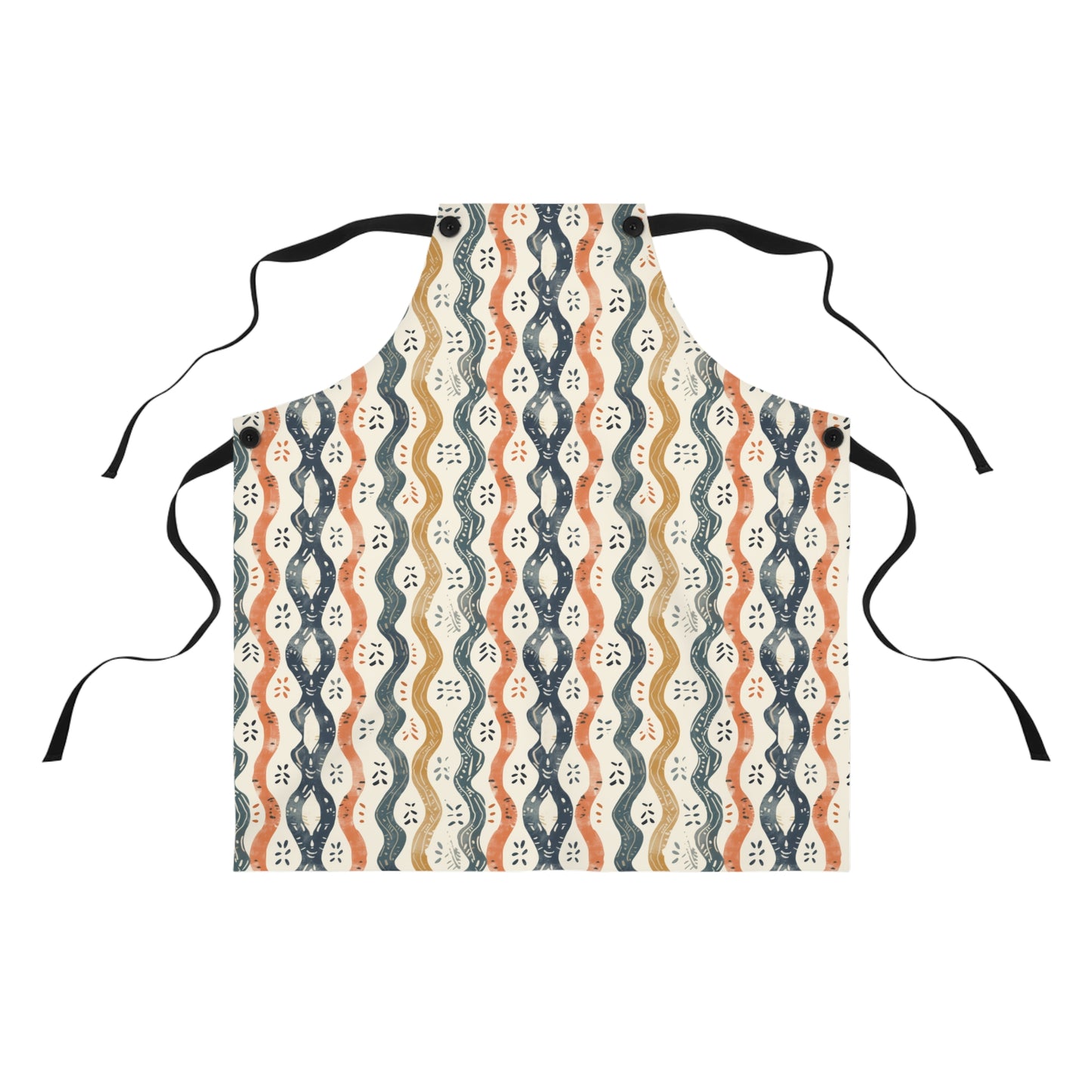 Boho Waves with Earthy Blues Reds and Browns Kitchen Chef Apron