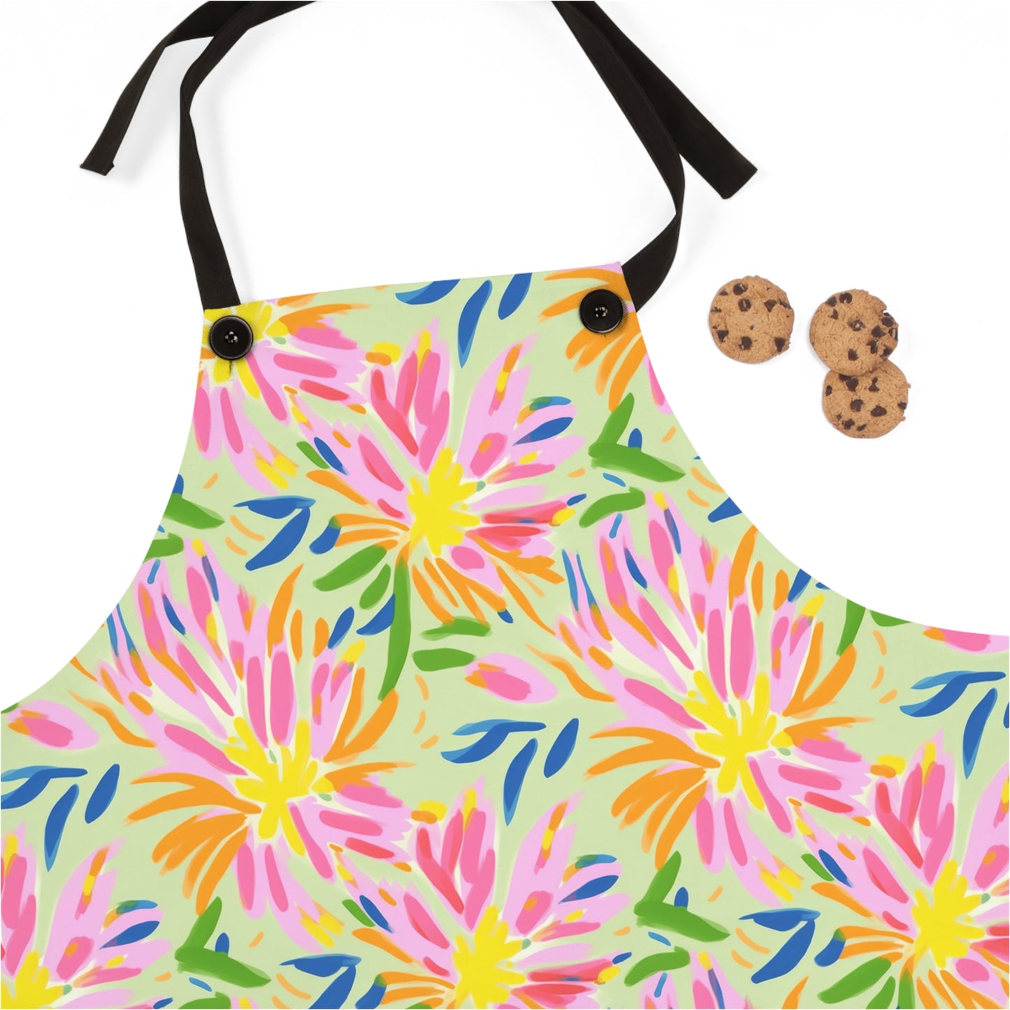 Blossoms in Bloom: Watercolor Pink and Yellow Flower Bursts Design - Kitchen Chef Apron