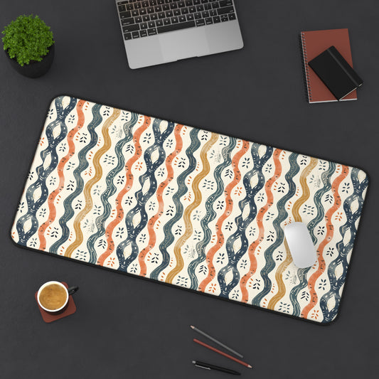 Boho Waves with Earthy Blues Reds and Browns Extended Gaming Mouse Pad  Desk Mat  - 3 Sizes