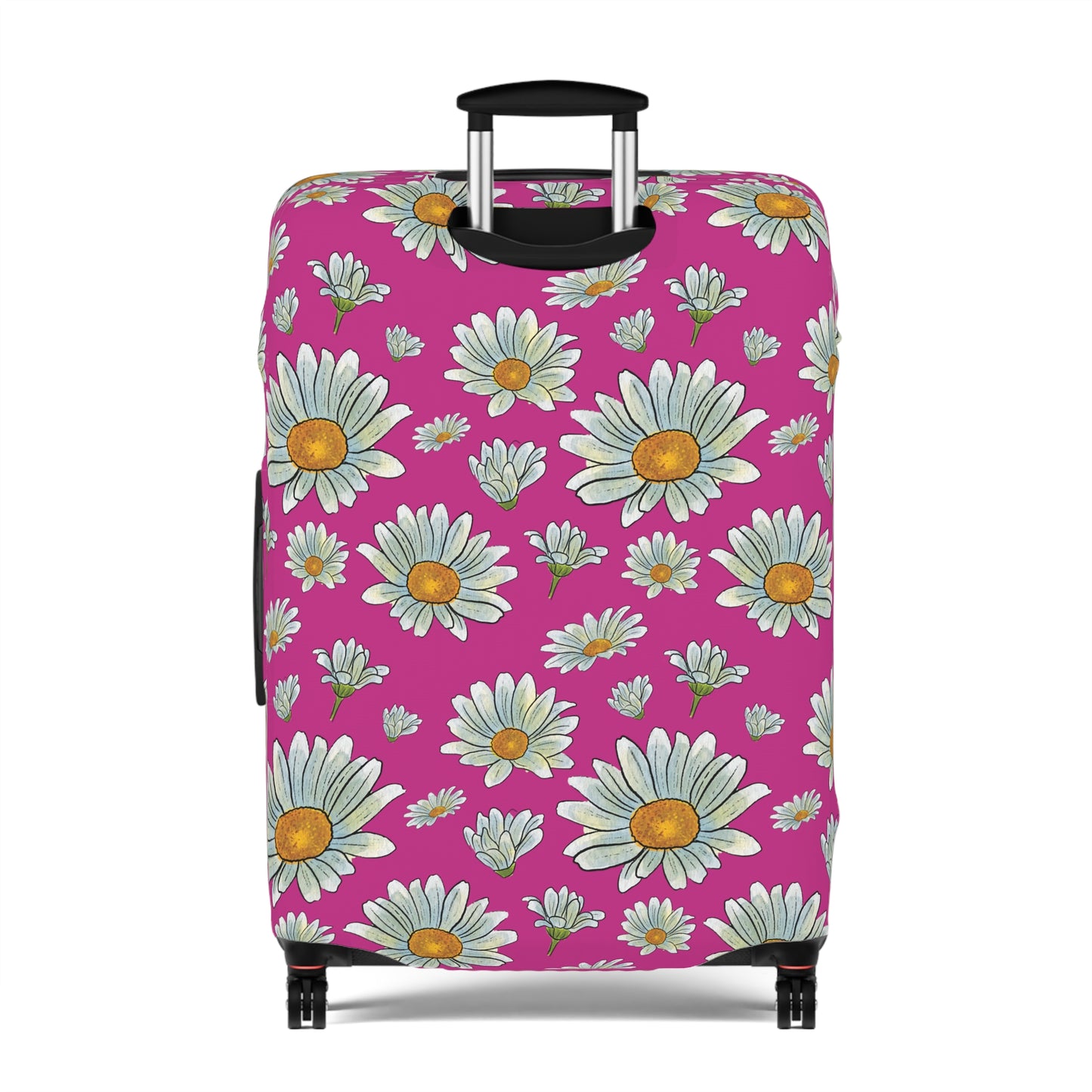 Large Watercolor Summer Daisies Blooming Against a Bold Pink Background  - Luggage Protector and Cover 3 Sizes