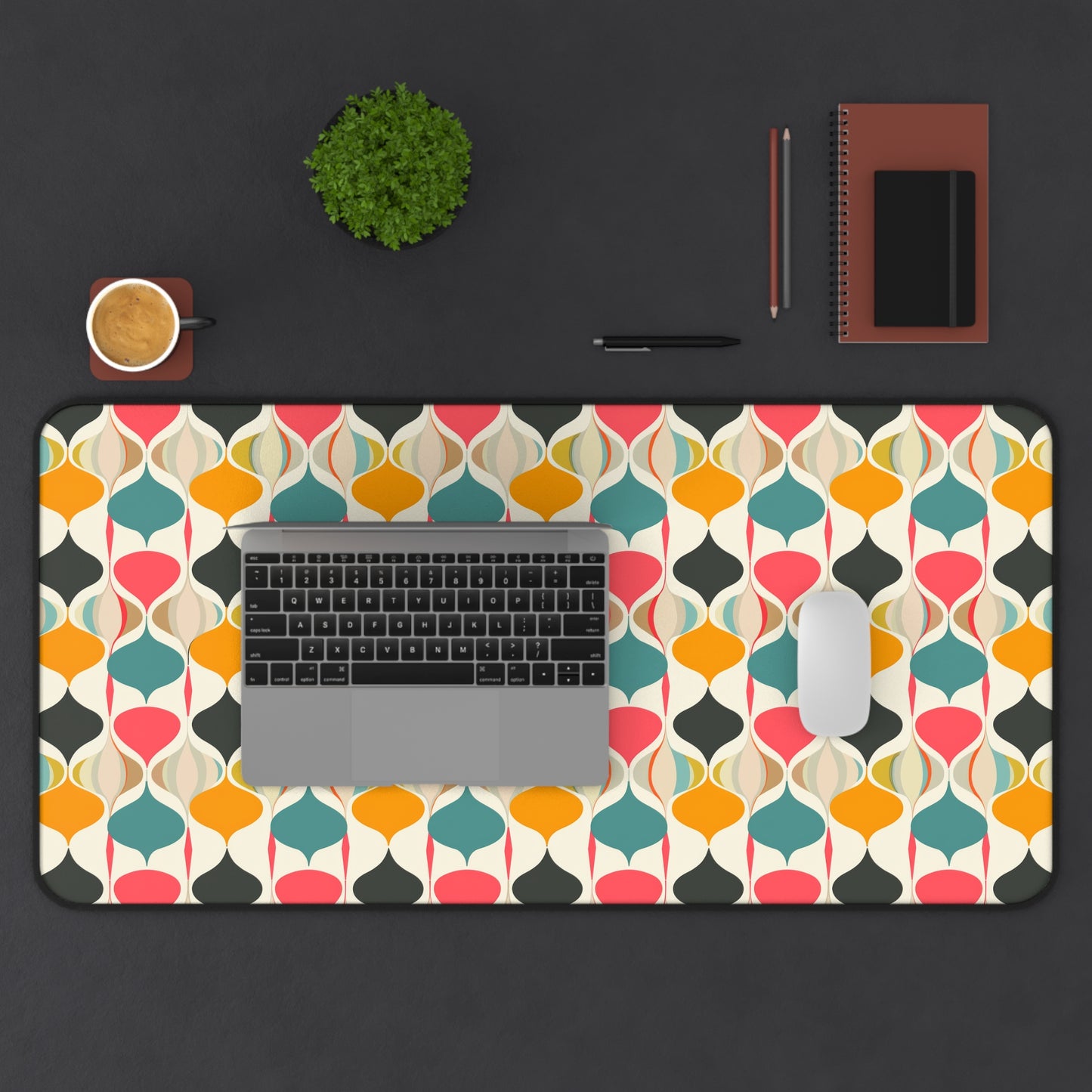 Retro Spring Vibes Mid-Century Modern Pattern in Vibrant Colors Gaming Mouse Pad  Desk Mat  - 3 Sizes