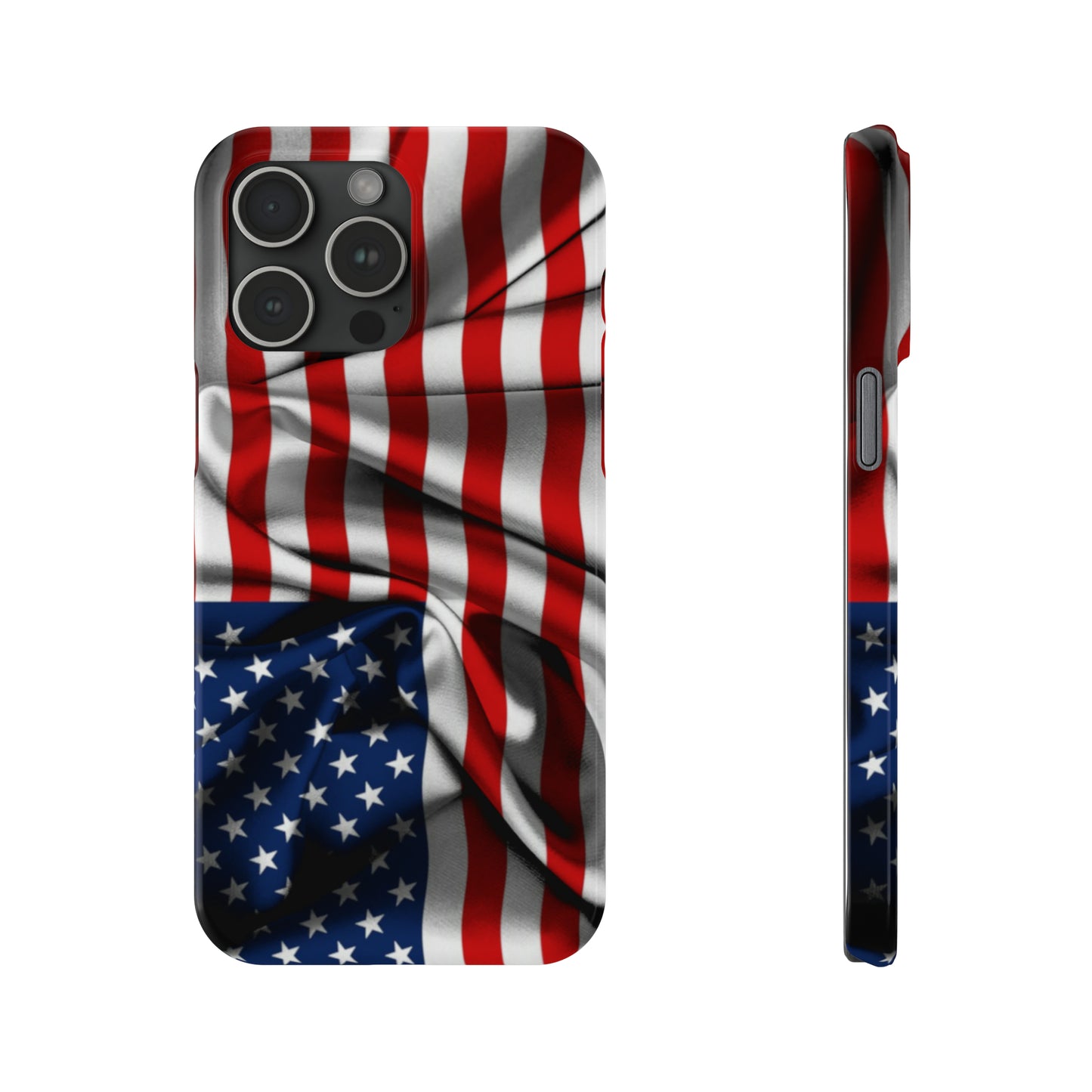 Proudly Unfurling: The American Flag Waves in Patriotic Splendor Iphone 15-12 Slim Phone Case