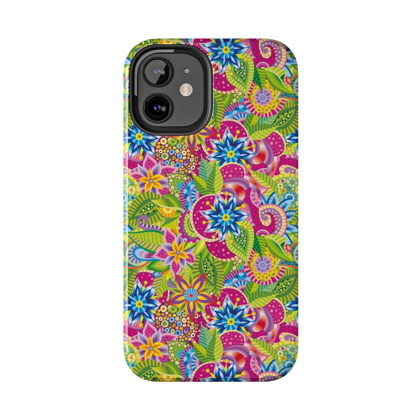 Vibrant Array of Abstract Flowers and Paisley in Rainbow Hues Iphone Tough Phone Case