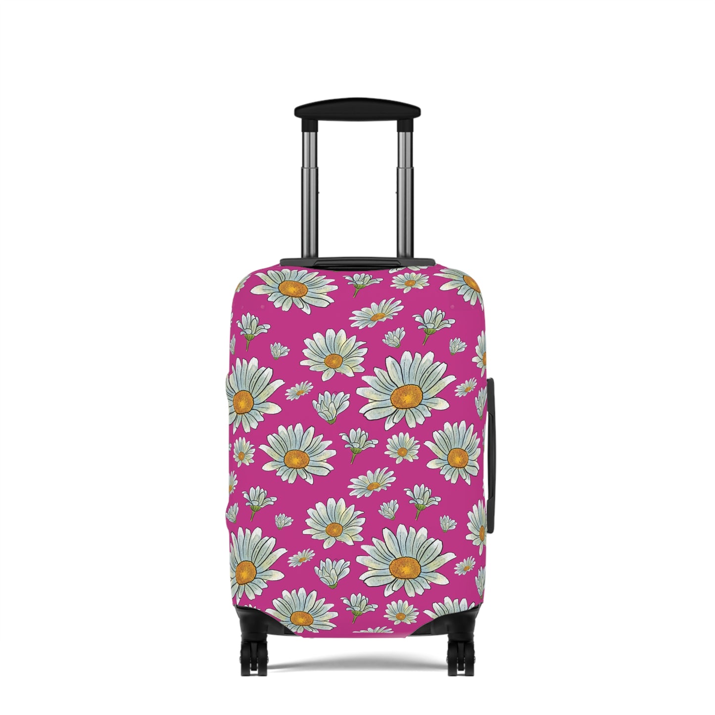 Large Watercolor Summer Daisies Blooming Against a Bold Pink Background  - Luggage Protector and Cover 3 Sizes