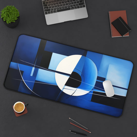 Whimsical Geometric Shapes in Captivating Hues of Indigo Desk Mat Extended Gaming Mouse Pad - 3 Sizes