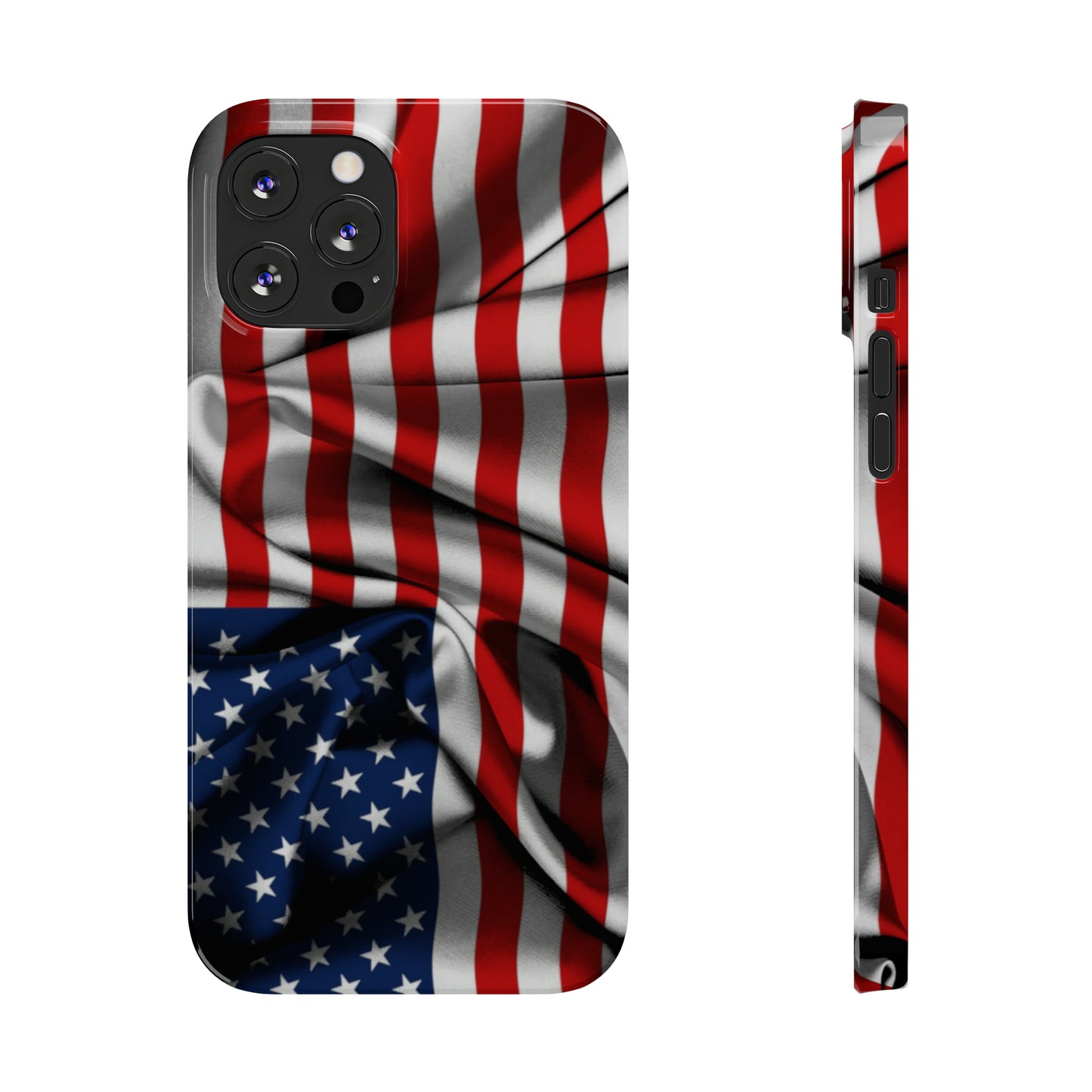 Proudly Unfurling: The American Flag Waves in Patriotic Splendor Iphone 15-12 Slim Phone Case