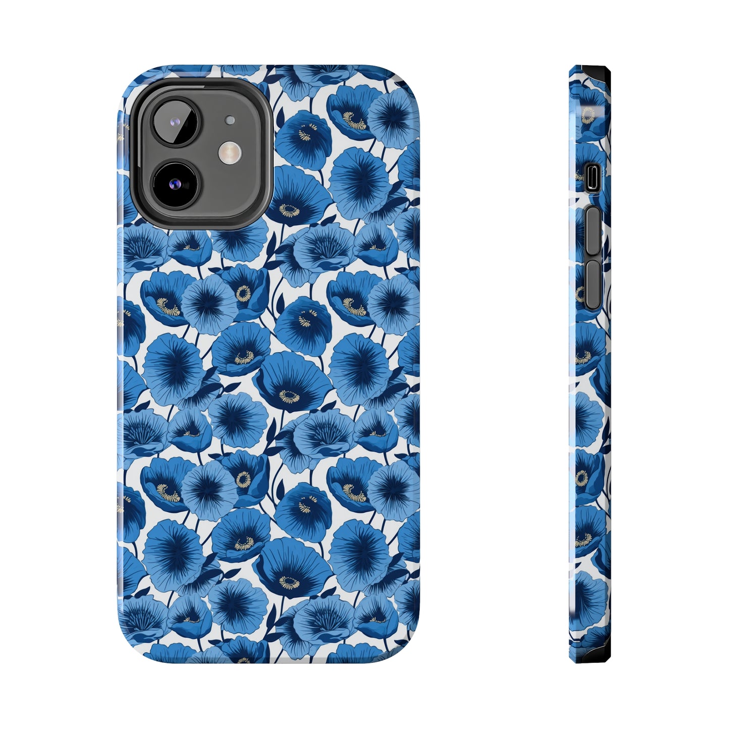 Vivid Blooms Bright Blue Poppies Design Iphone Tough Phone Case