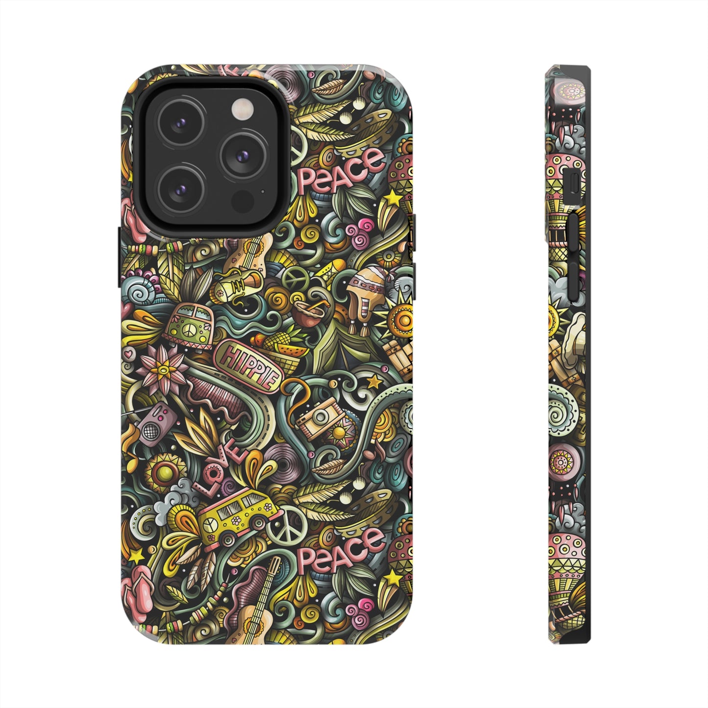 Peace, Love & VW Fun Cartoon Design Iphone Tough Phone Case