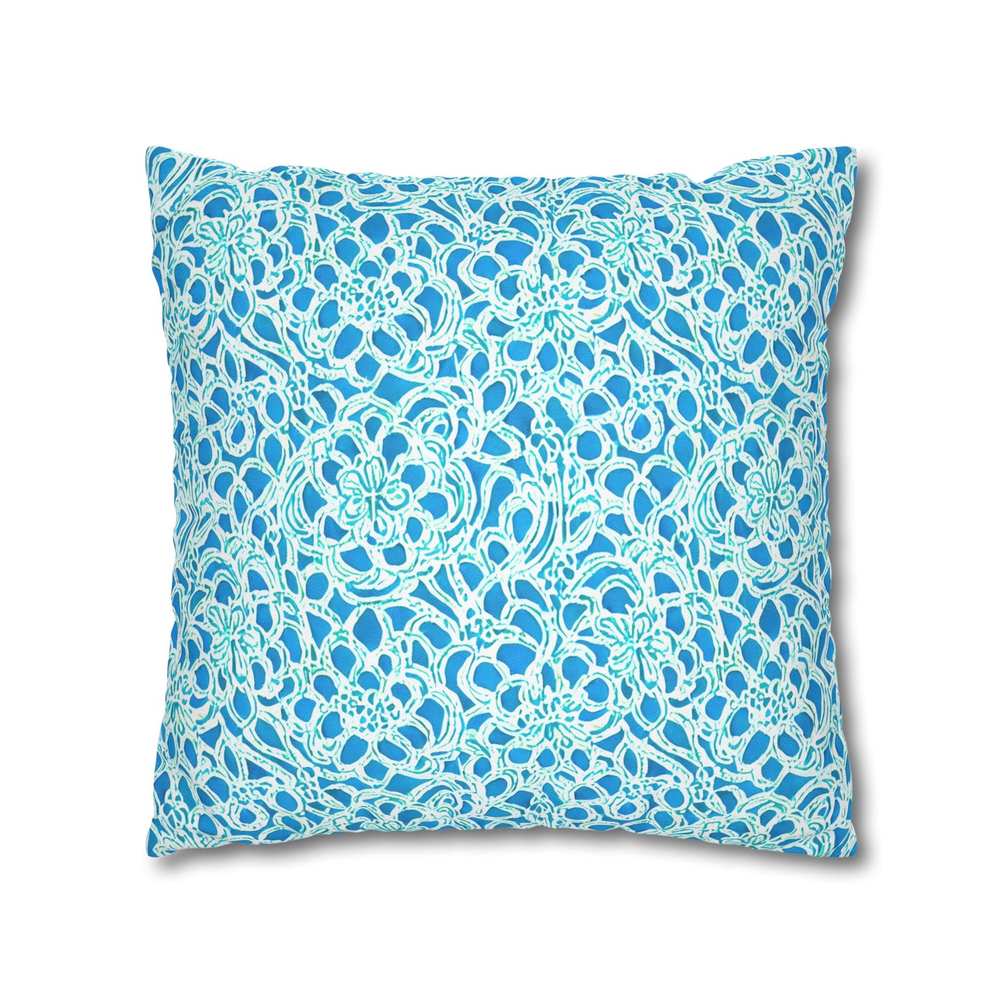 Luminous Swirls: Abstract Watercolor Floral Patterns in Lime Green and Blue Spun Polyester Square Pillowcase 4 Sizes