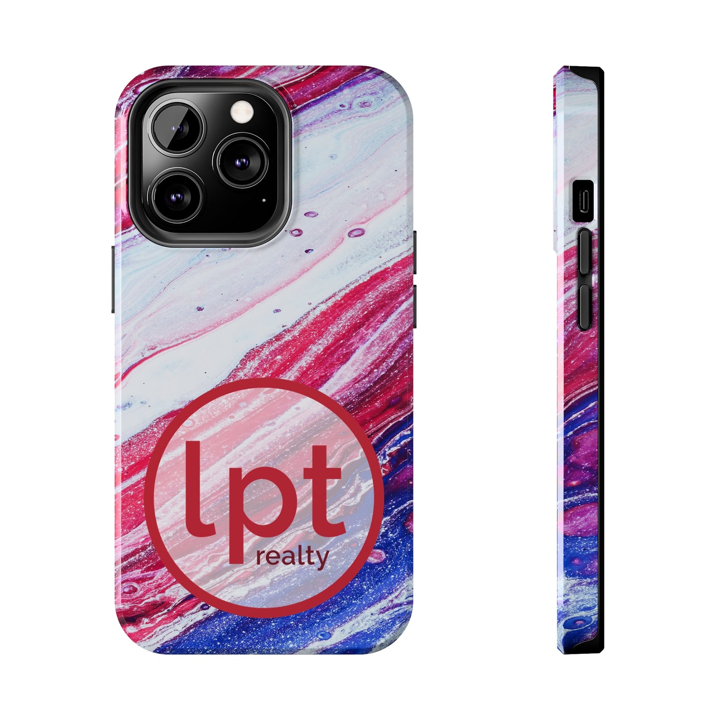 LPT Realty Logo -  Red White and Blue Alcohol Ink Design Iphone Tough Phone Case