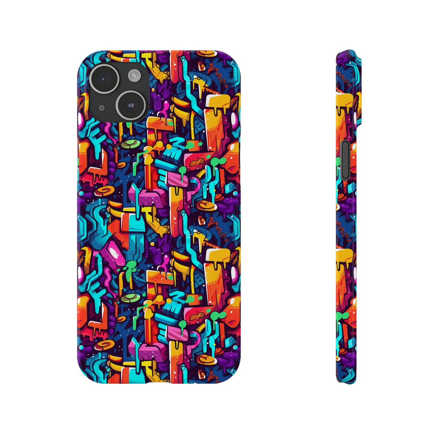 3D Abstract Colorful Street Graffiti Art Design Iphone 15-12 Slim Phone Case