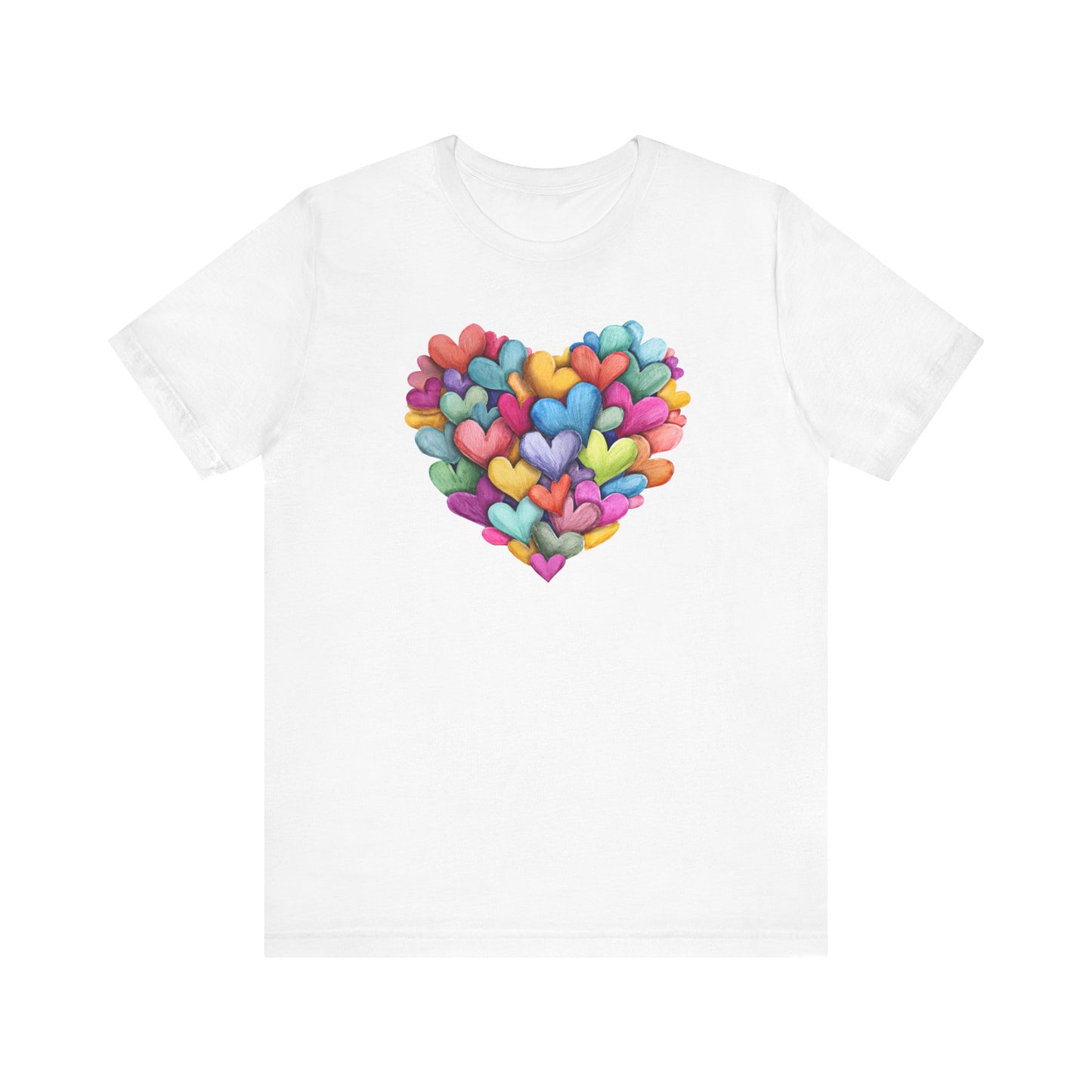 Hearts in Layered Watercolor Valentines Heart Jersey Short Sleeve T-shirt
