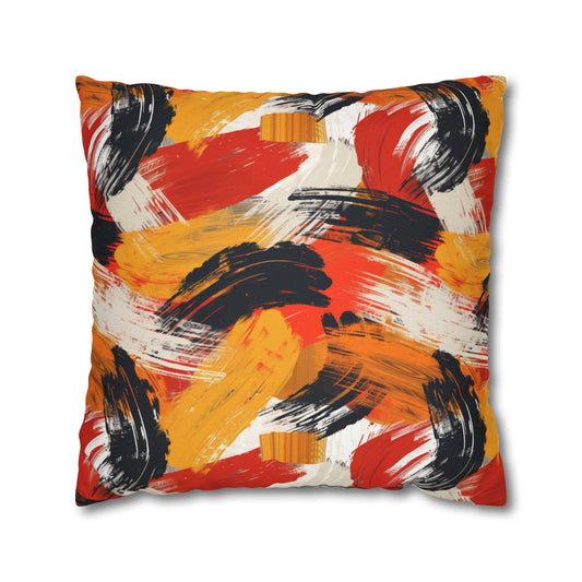 Bold Autumn Brushstroke Abstract Pattern Spun Polyester Square Pillowcase 4 Sizes