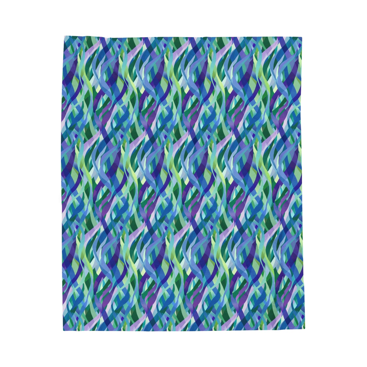 Vibrant Purple Blue and Green Ribbons Velveteen Plush Blanket 3 Sizes