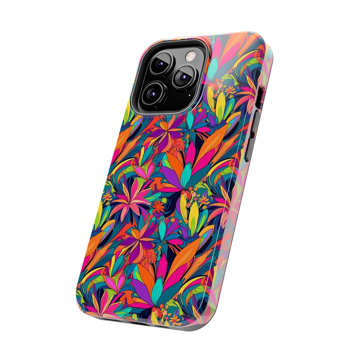 Tropical Neon Flowers Iphone Tough Phone Case