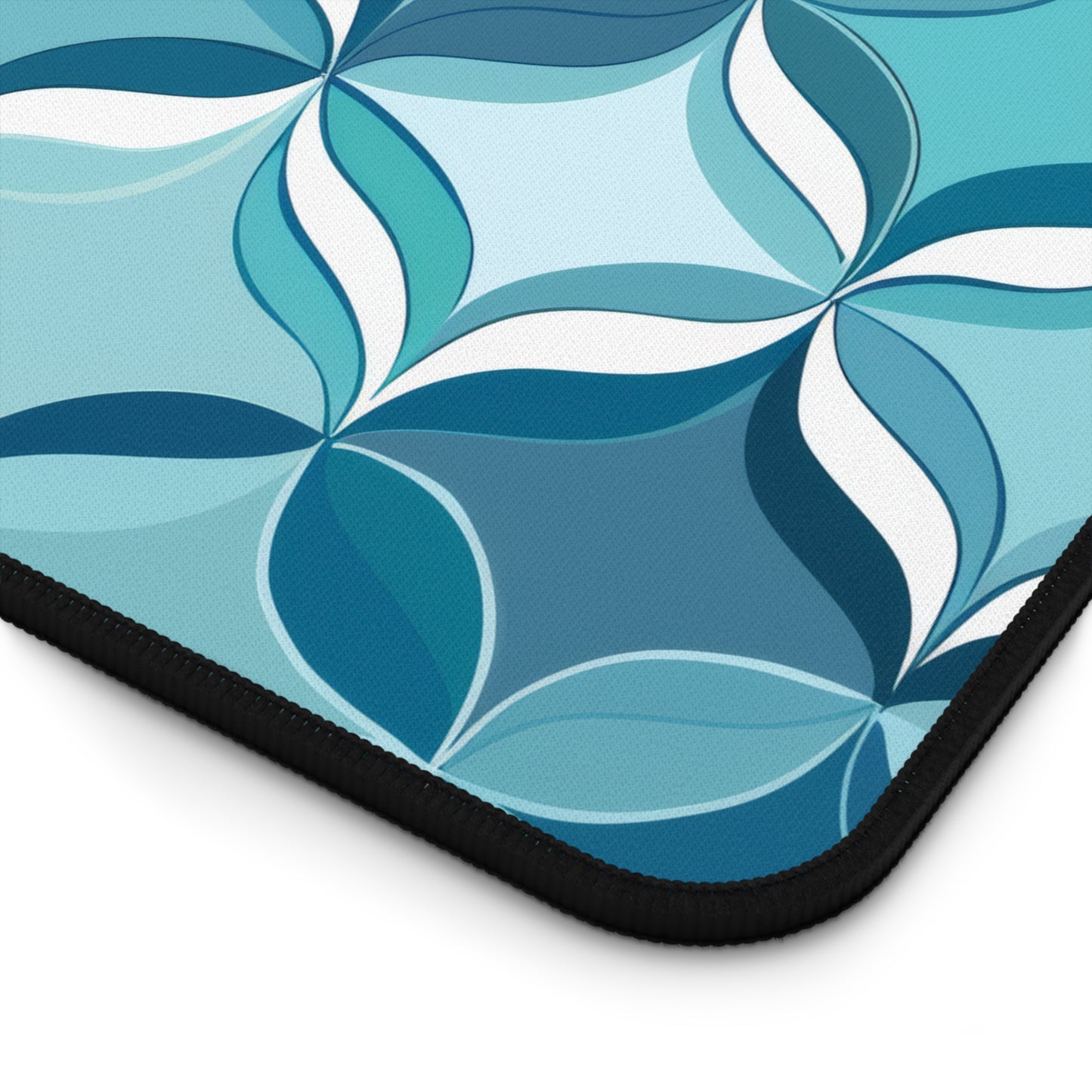 Modern Chic Aqua and Cream Geometric Pattern Extended Gaming Mouse Pad  Desk Mat  - 3 Sizes