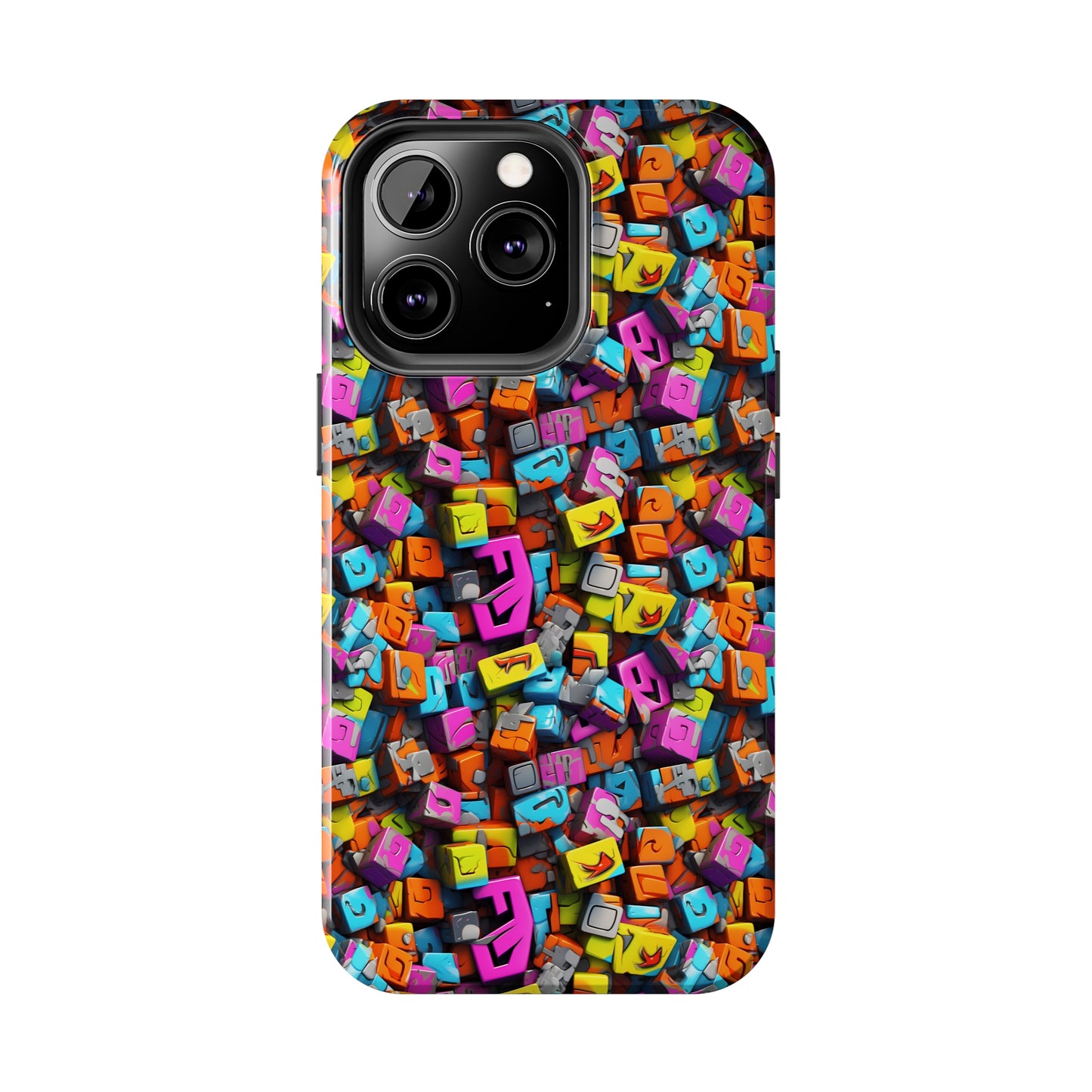 3D Abstract Colorful Block Design Iphone Tough Phone Case