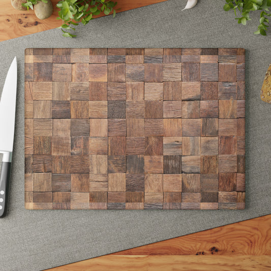 Woven Wood Design - Glass Cutting Board  8" x 11" and 11" x 15"