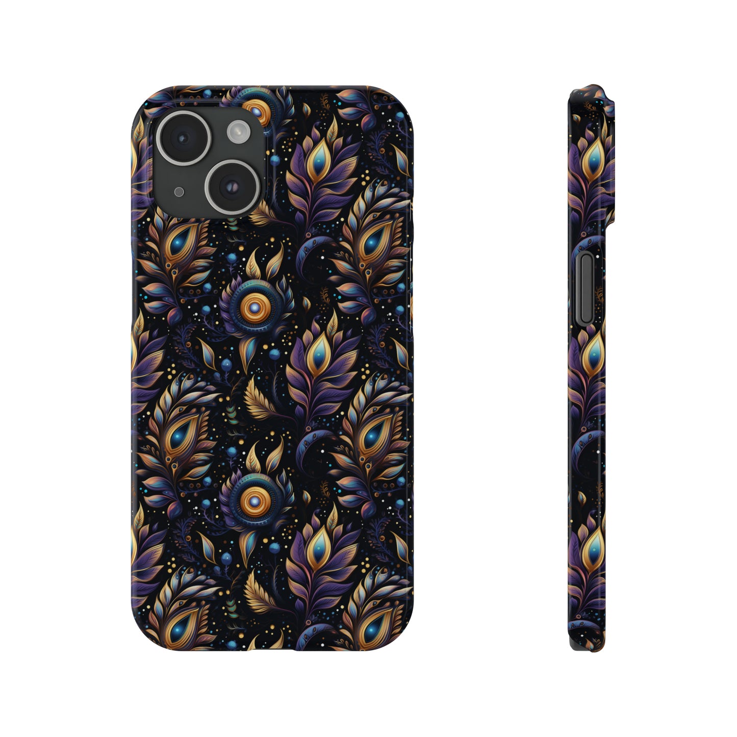 Mystical Enchanted Leaves and Celestial Stars Iphone 15-12 Slim Phone Case