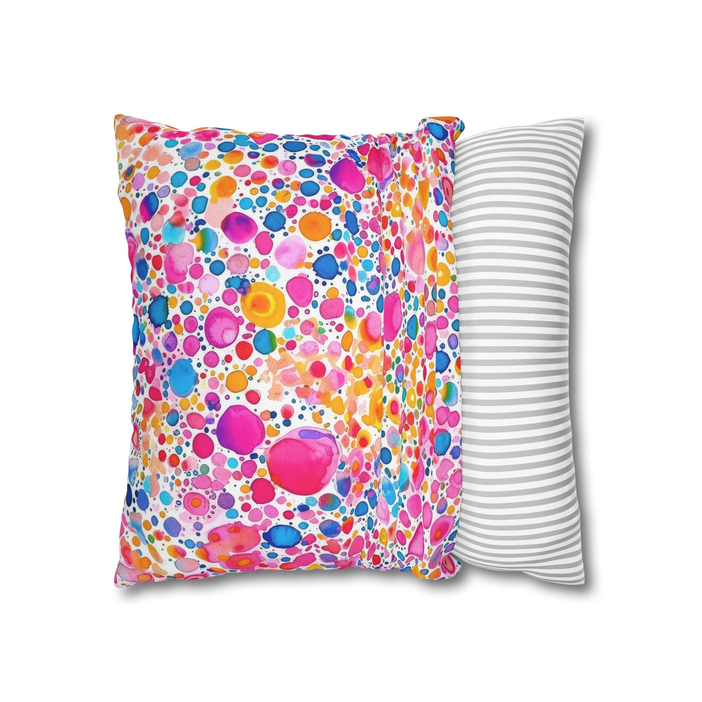 Prismatic Splatter: Rainbow Watercolor Explosion Spun Polyester Square Pillowcase 4 Sizes