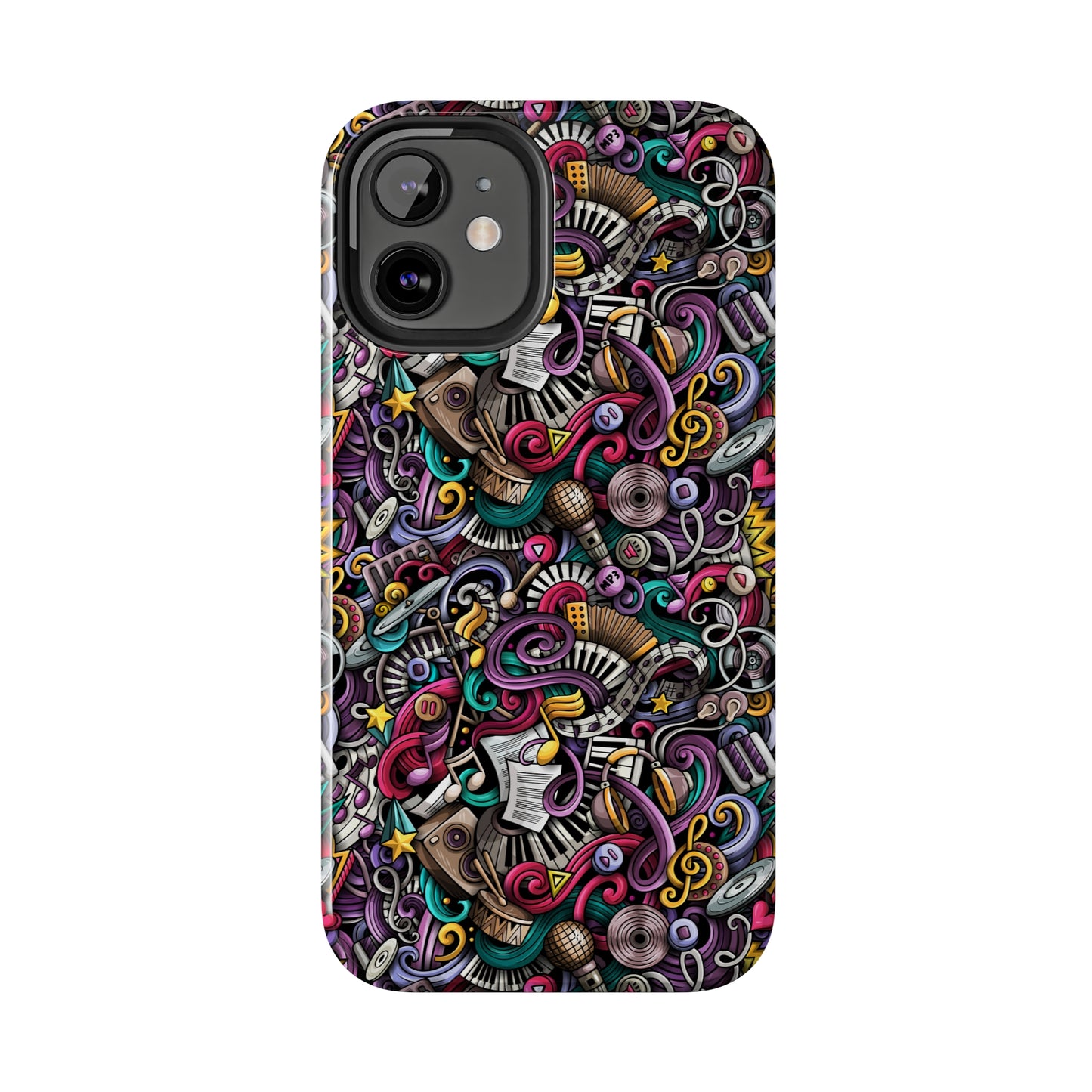 Musical Notes, Sheet Music, Swirls Cartoon Design Iphone Tough Phone Case