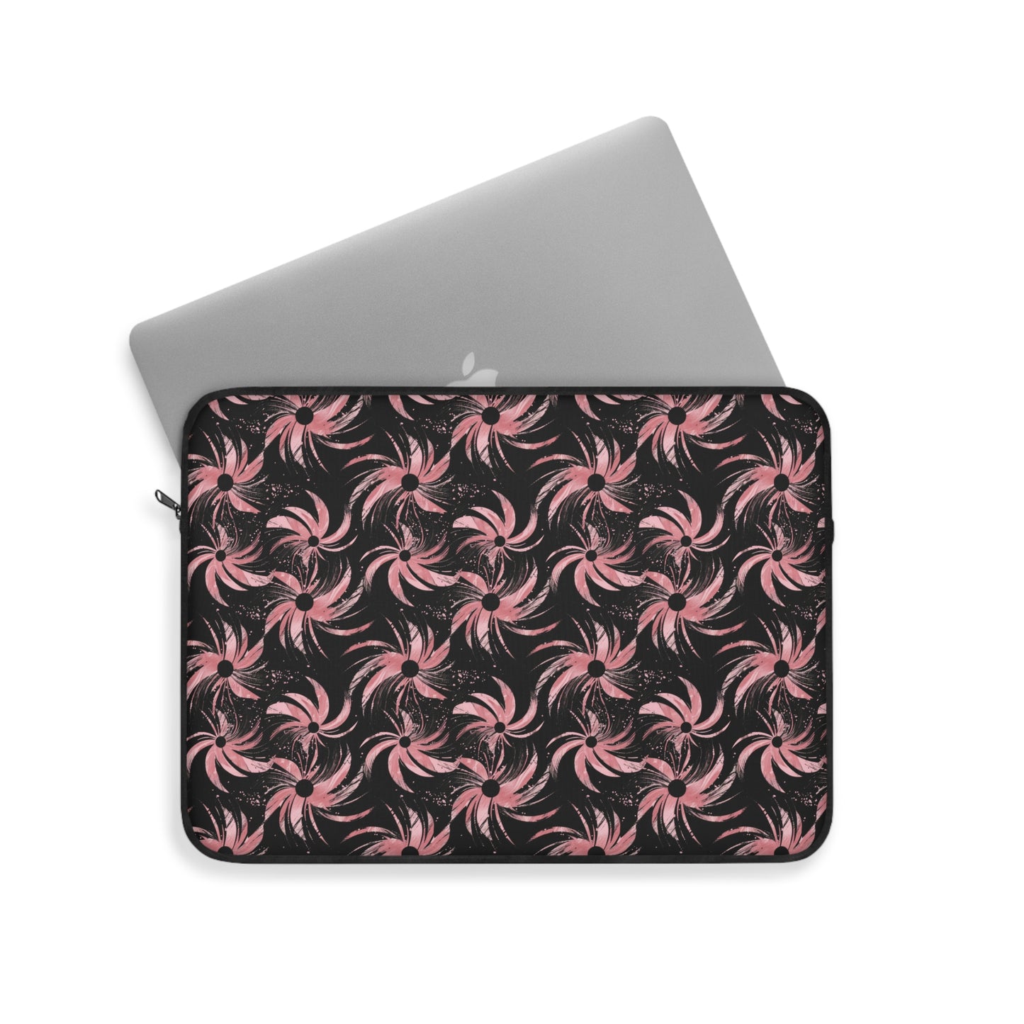 Stellar Blooms of Cosmic Pink on Midnight Black Design Laptop or Ipad Protective Sleeve 3 Sizes Available