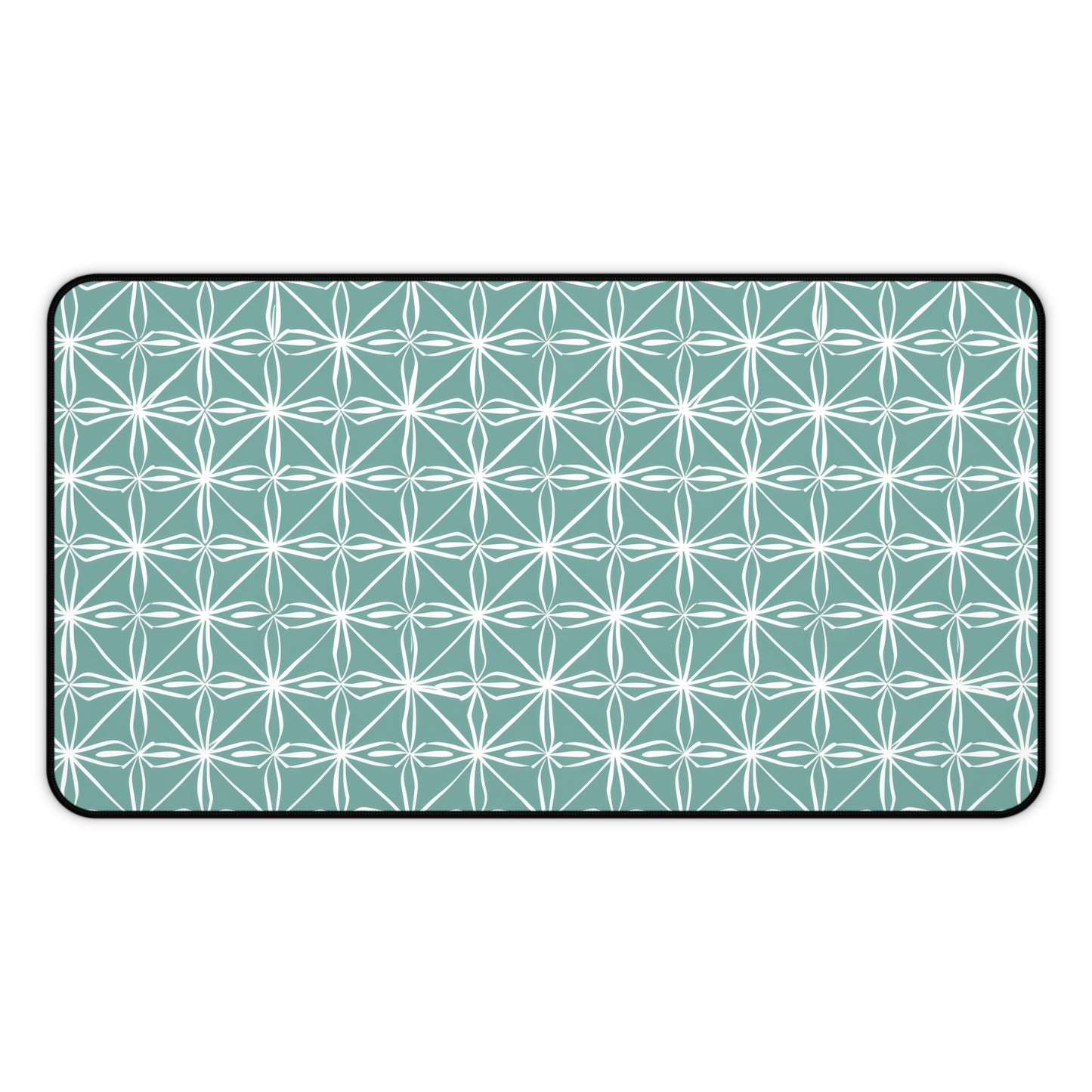 Elegant Minimalist Geometric Line Art in White and Teal Pattern Gaming Mouse Pad  Desk Mat  - 3 Sizes