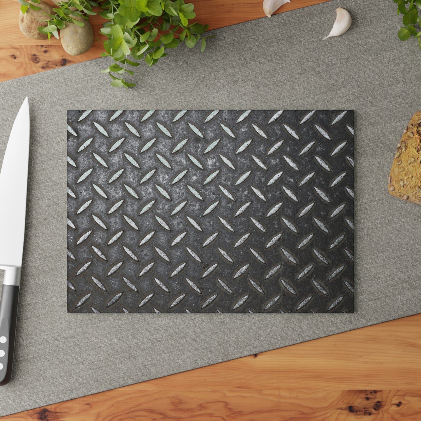 Steel Diamond Plate Design  - Glass Cutting Board  8" x 11" and 11" x 15"