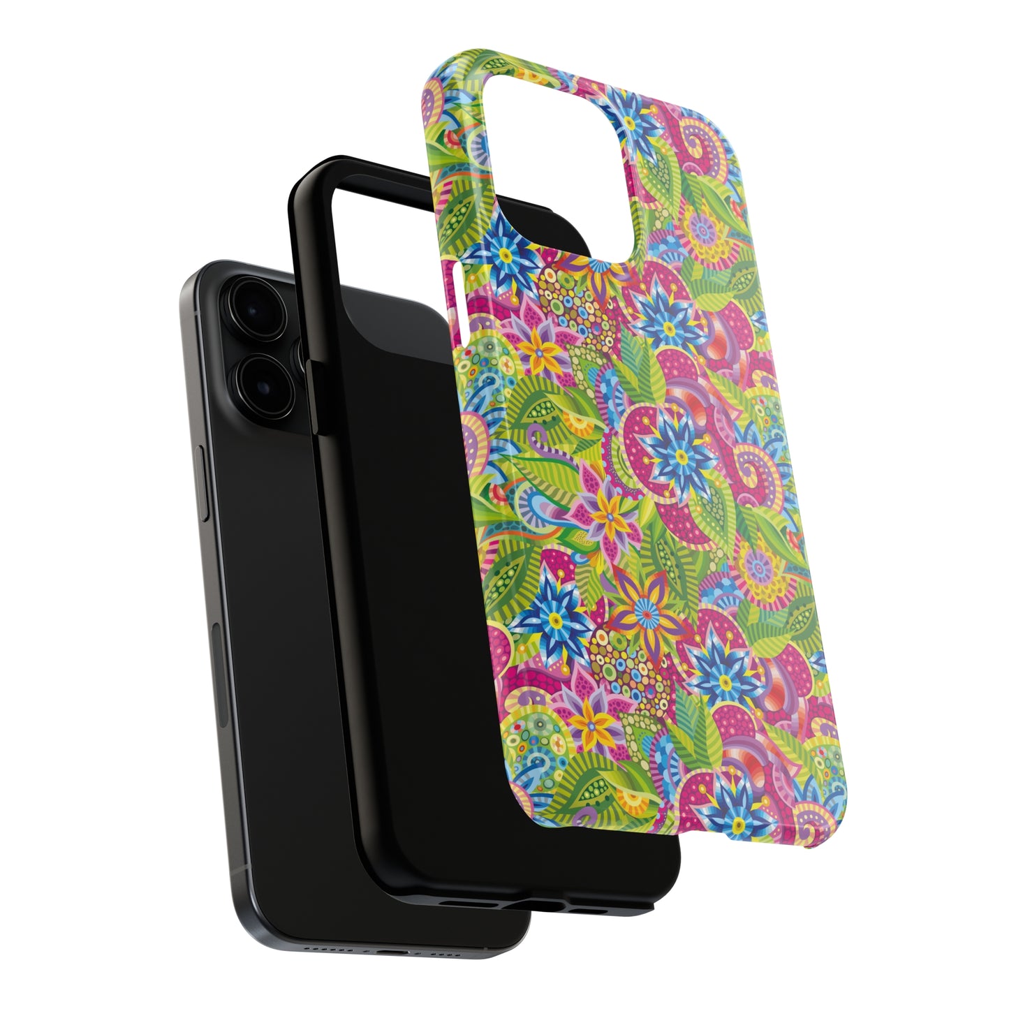 Vibrant Array of Abstract Flowers and Paisley in Rainbow Hues Iphone Tough Phone Case