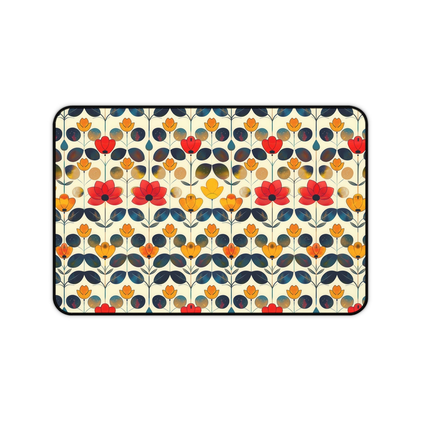 Whimsical Yellow, Red, and Blue Flower Design Gaming Mouse Pad  Desk Mat  - 3 Sizes