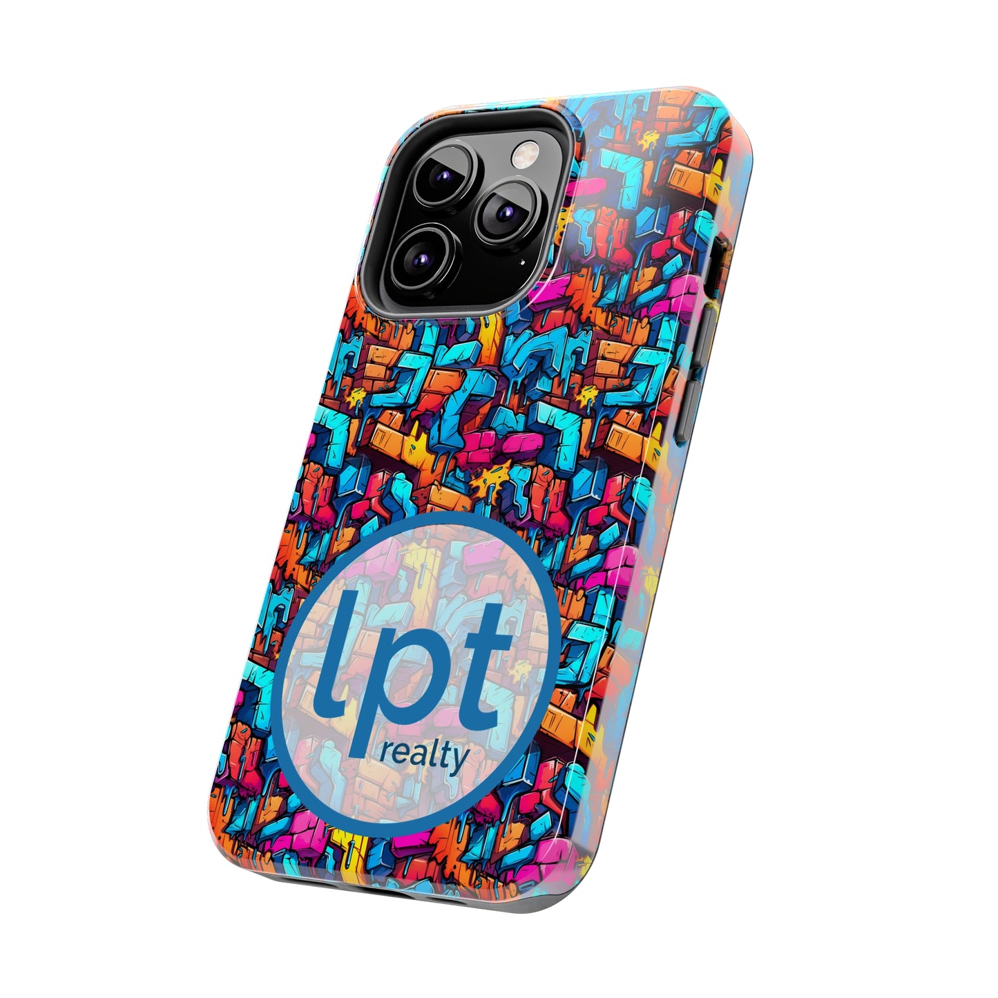 LPT Realty Logo -  3D Rainbow Colored Graphic Blocks Design Iphone Tough Phone Case