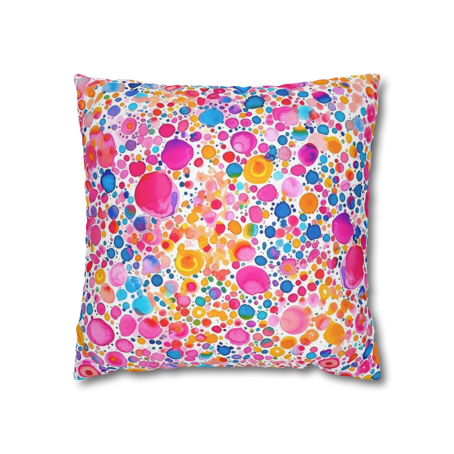 Prismatic Splatter: Rainbow Watercolor Explosion Spun Polyester Square Pillowcase 4 Sizes