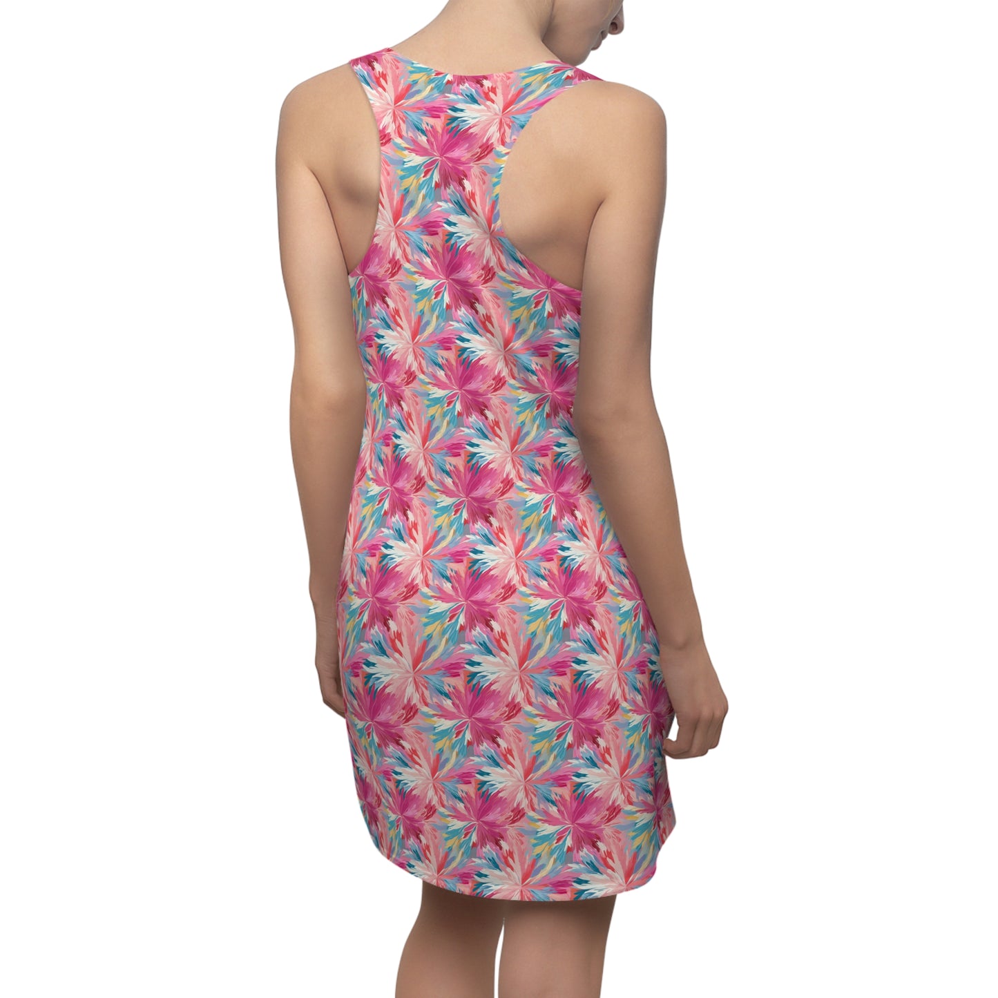 Pastel Whispers: Muted Watercolor Flowers in Pinks, Yellows, and Blues Women's Racerback Dress XS - 2XL