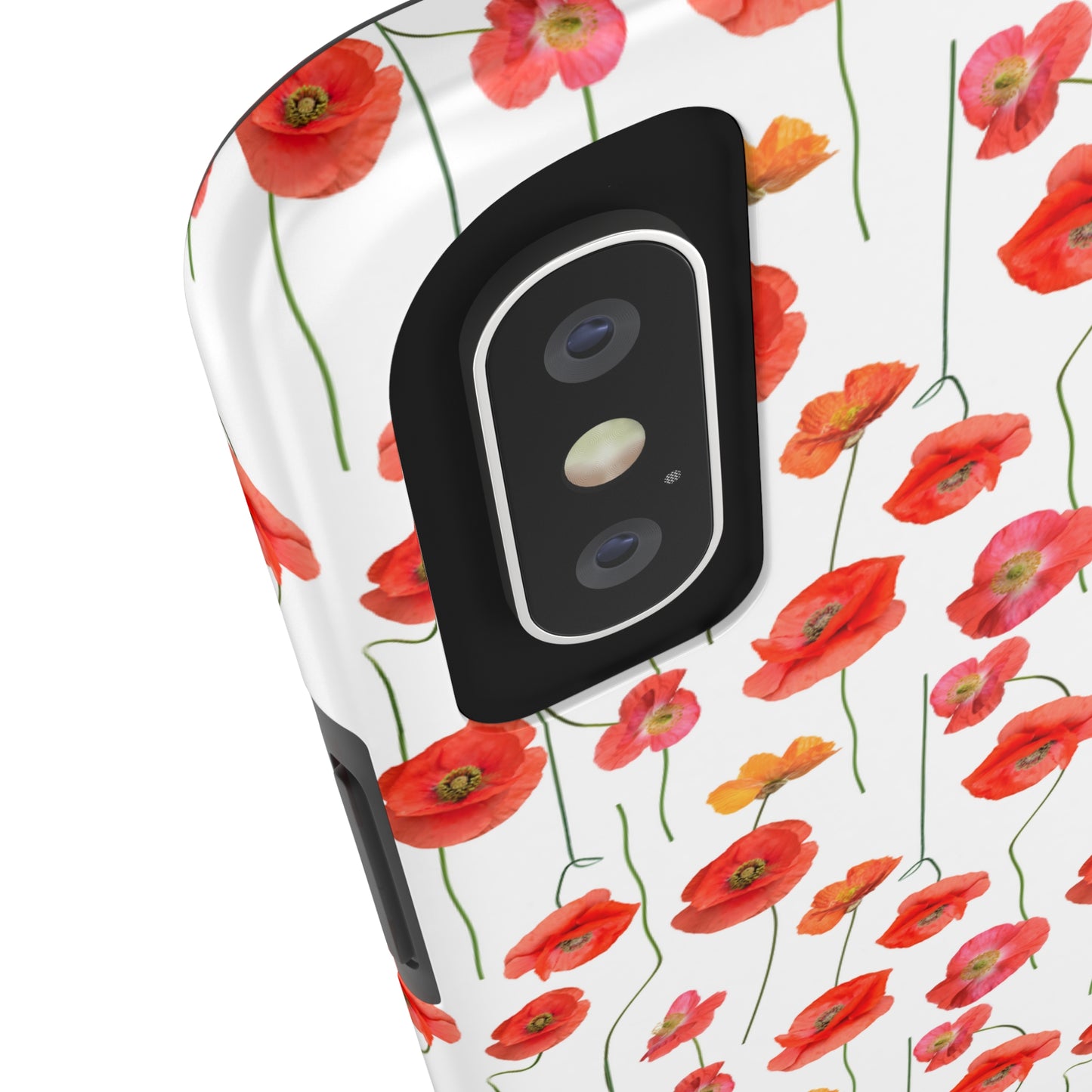 Vivid Elegance: Bright Red Poppies on a White Background Iphone Tough Phone Case