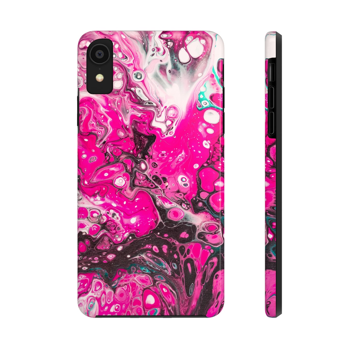 Pink, Black and White Alcohol Ink Design Iphone Tough Phone Case