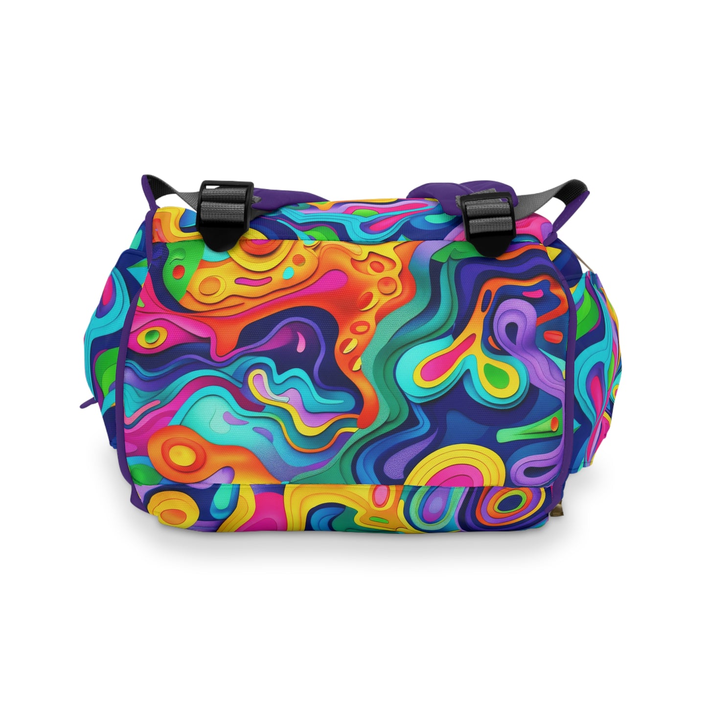 Vibrant Dreamscape of Psychedelic Paper Cut-Out Waves in Vivid Colors Multifunctional Diaper Backpack