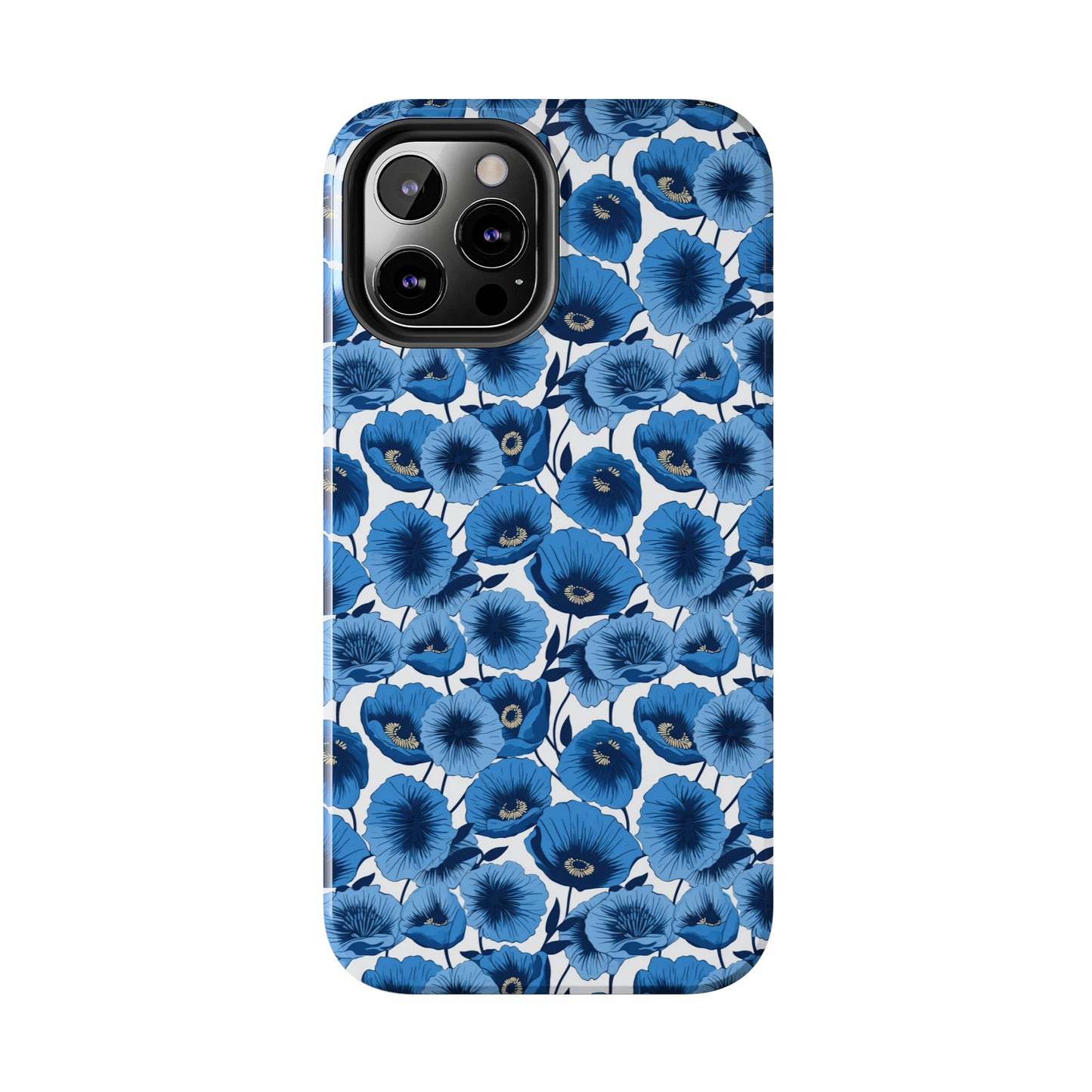 Vivid Blooms Bright Blue Poppies Design Iphone Tough Phone Case