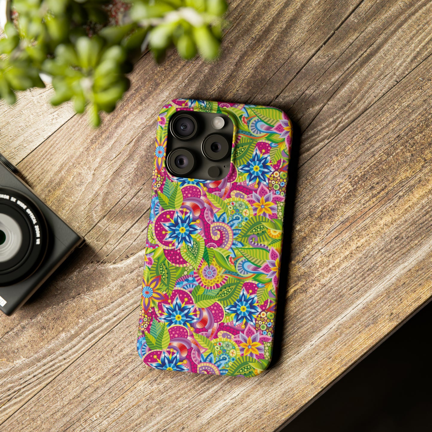 Vibrant Array of Abstract Flowers and Paisley in Rainbow Hues Iphone 15-12 Slim Phone Case