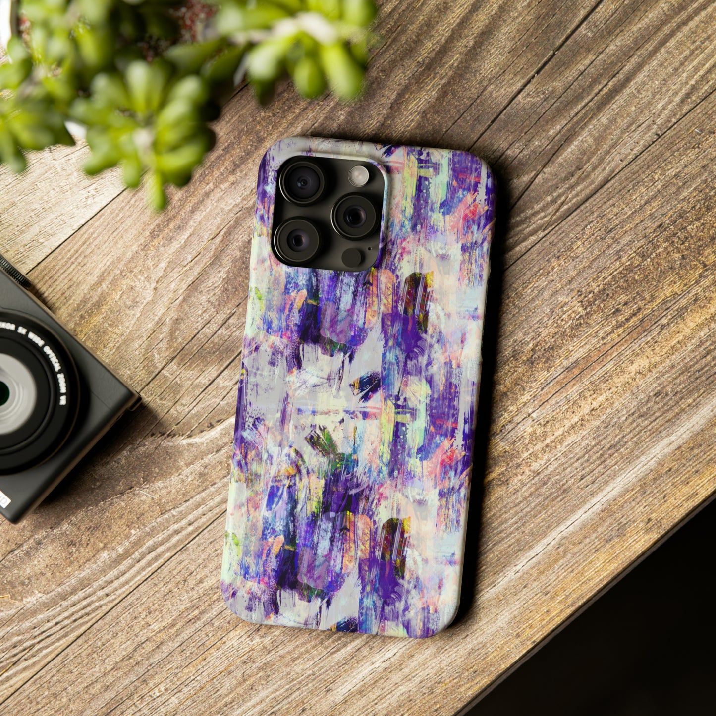 Purple Spring Painted Abstract Iphone 15-12 Slim Phone Case